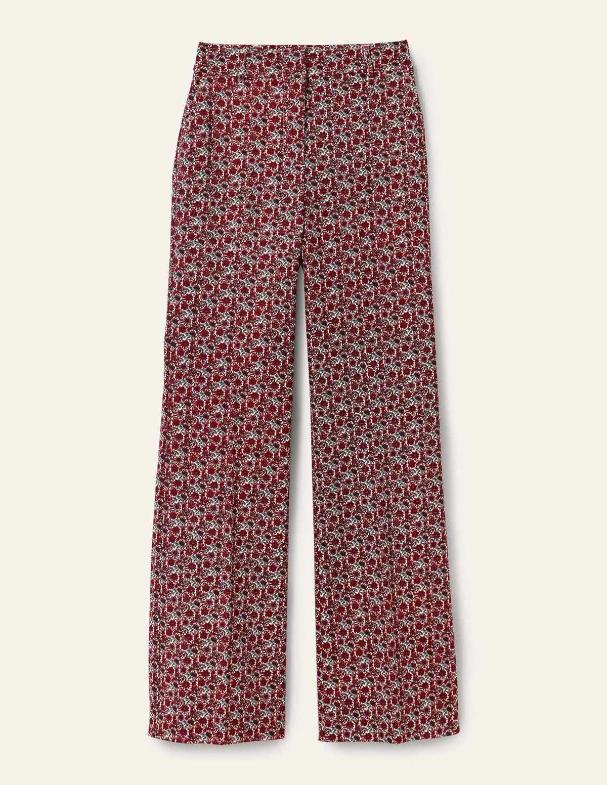 Printed Wideleg Pants-Red/Dusty Blue Floret Bloom - Image 5