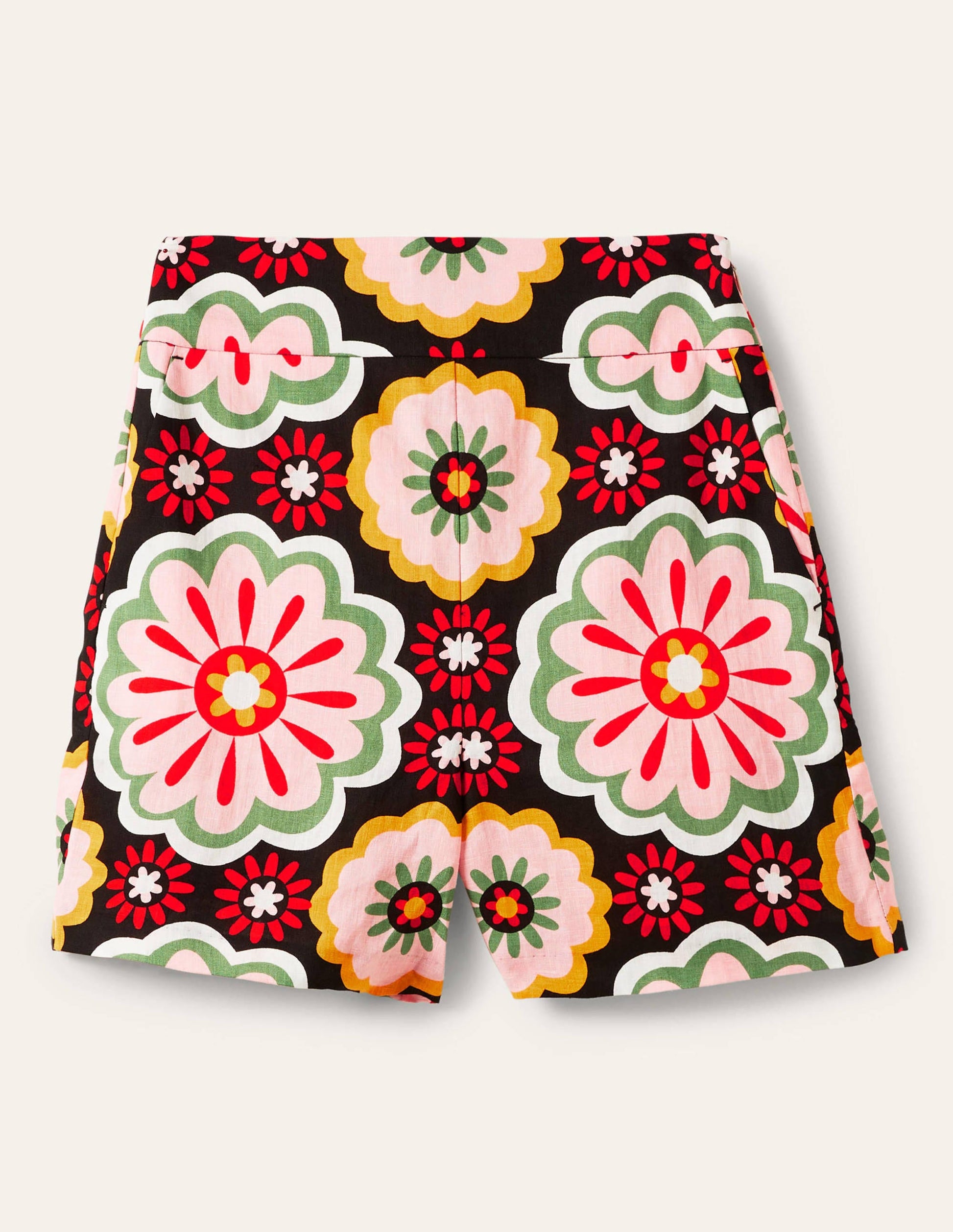 Georgina Linen Shorts-Black, Opulent Daisy-5
