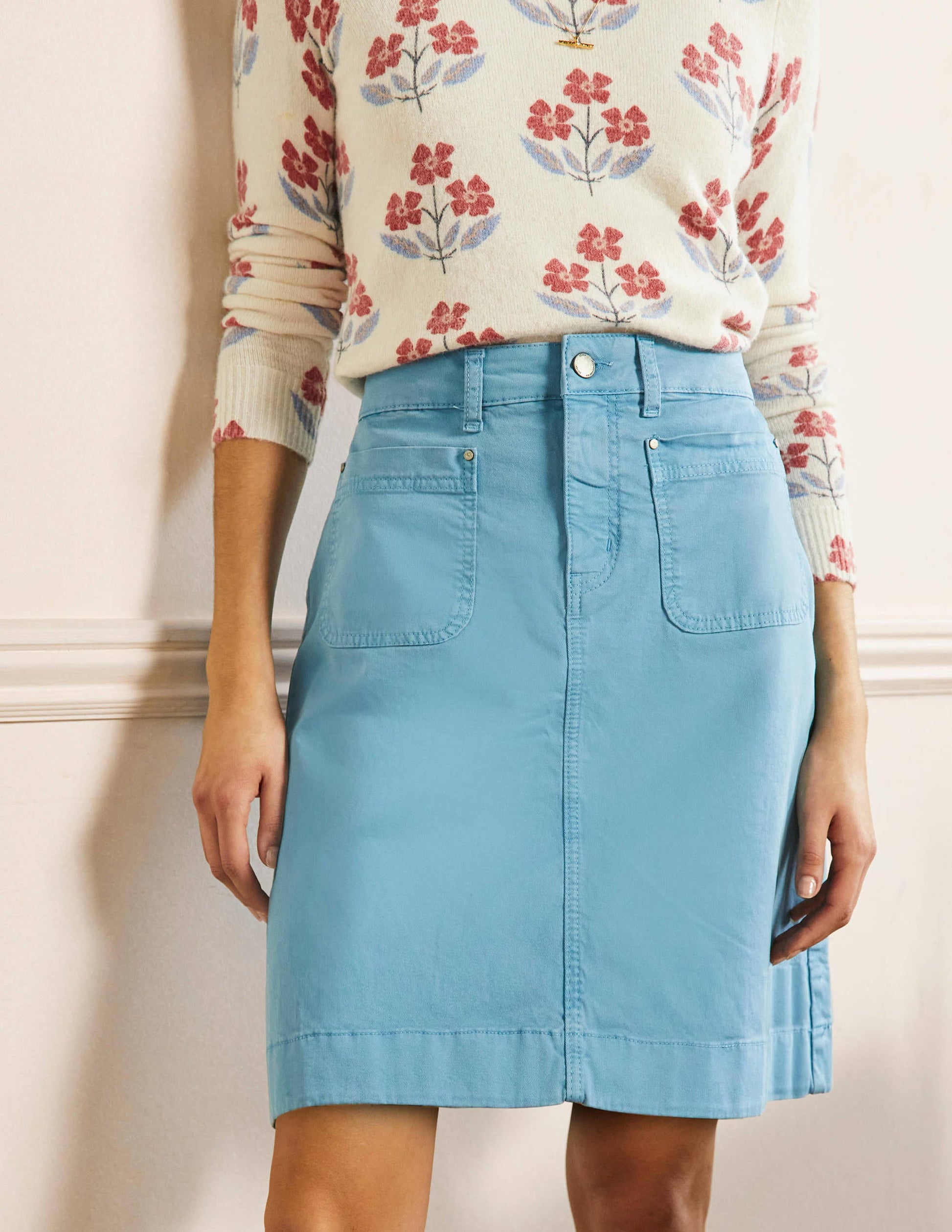 Patch Pocket Skirt-Mountain Spring Blue-4