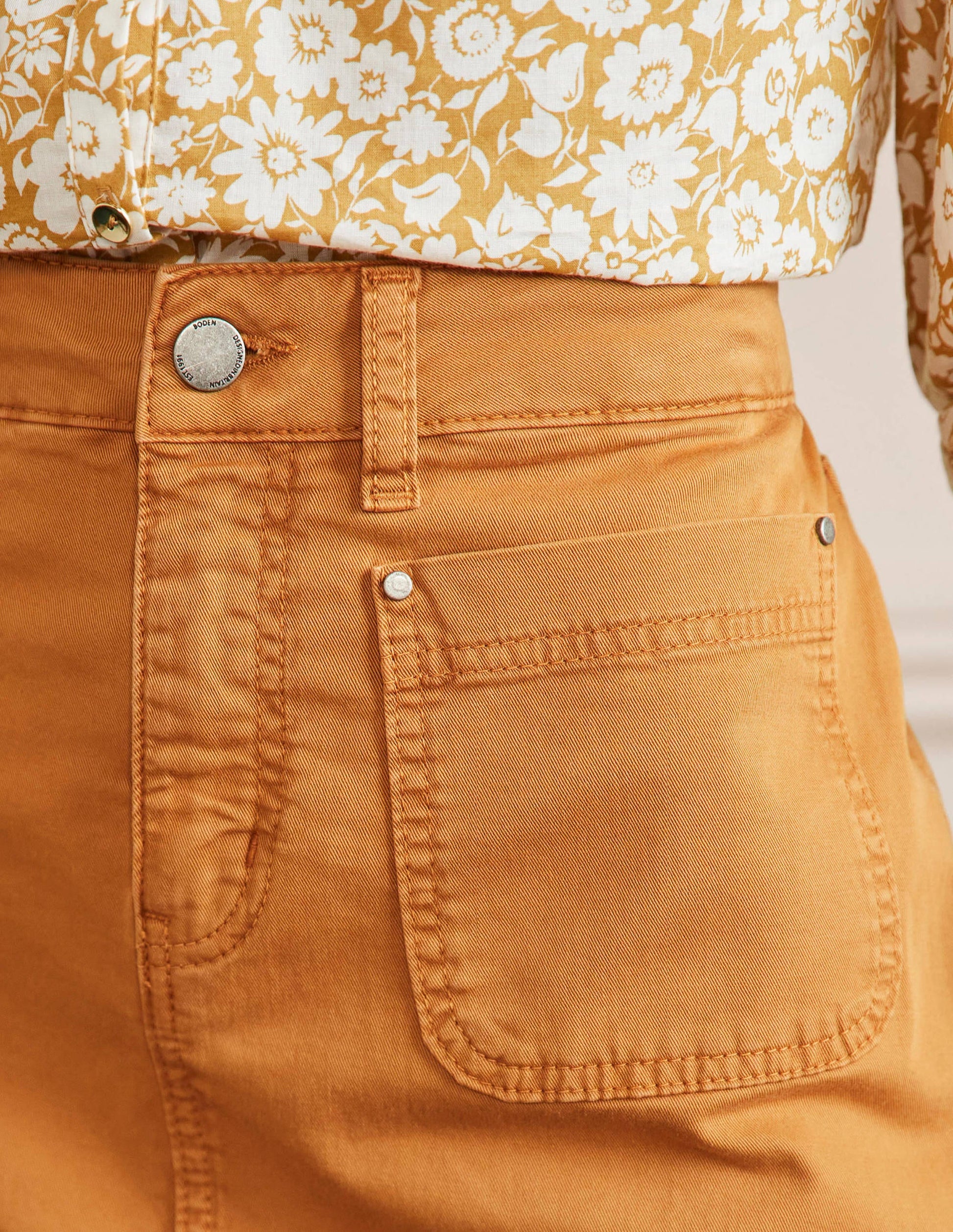 Patch Pocket Skirt-Teak Wood Brown-2