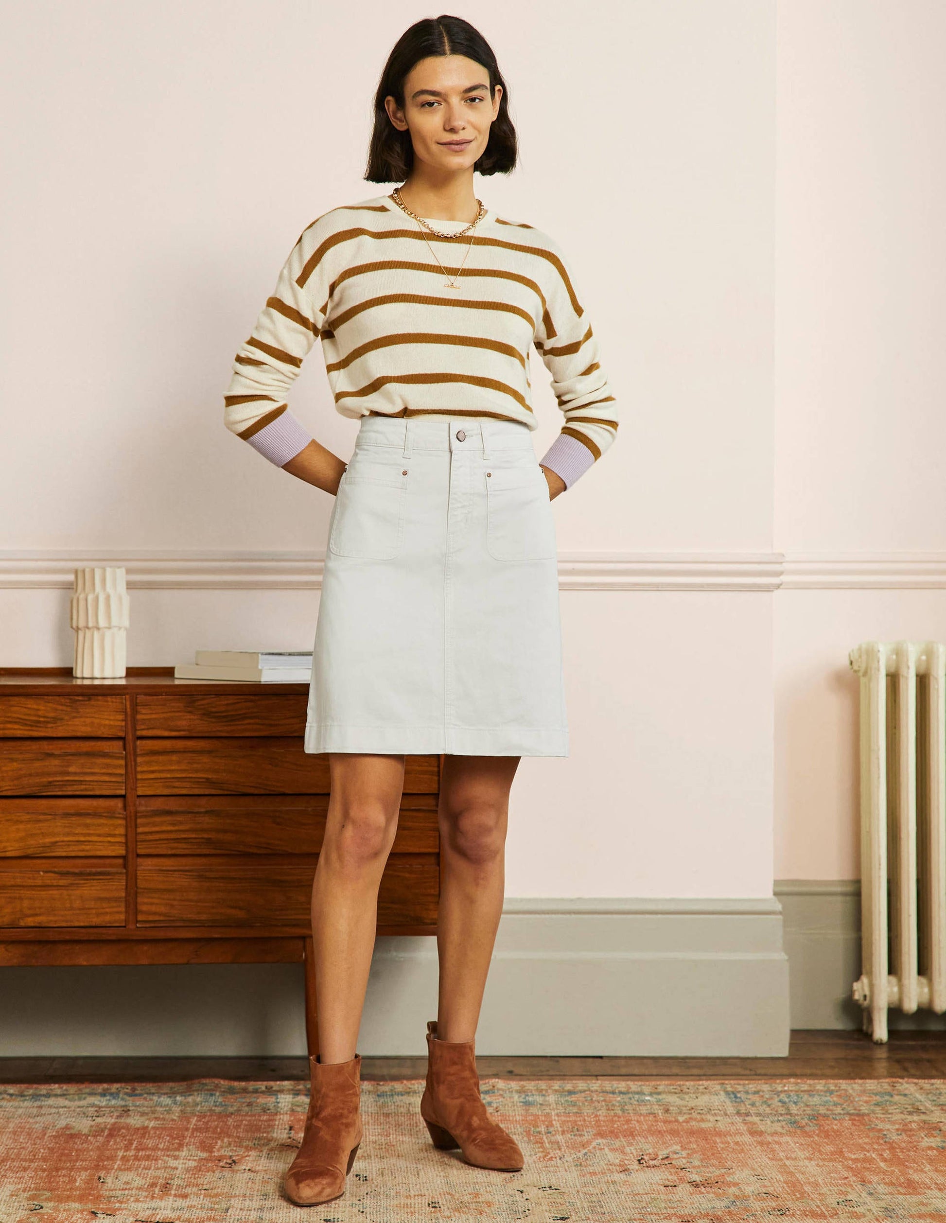 Patch Pocket Skirt-Ecru-1