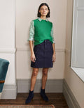 Patch Pocket Skirt-Navy