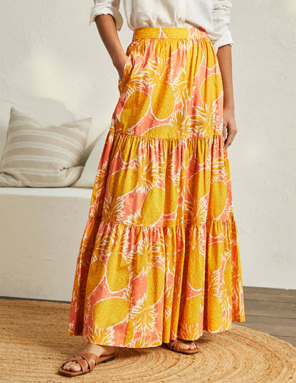 Lorna Tiered Maxi Skirt-Brioche, Pineapple Cluster-4