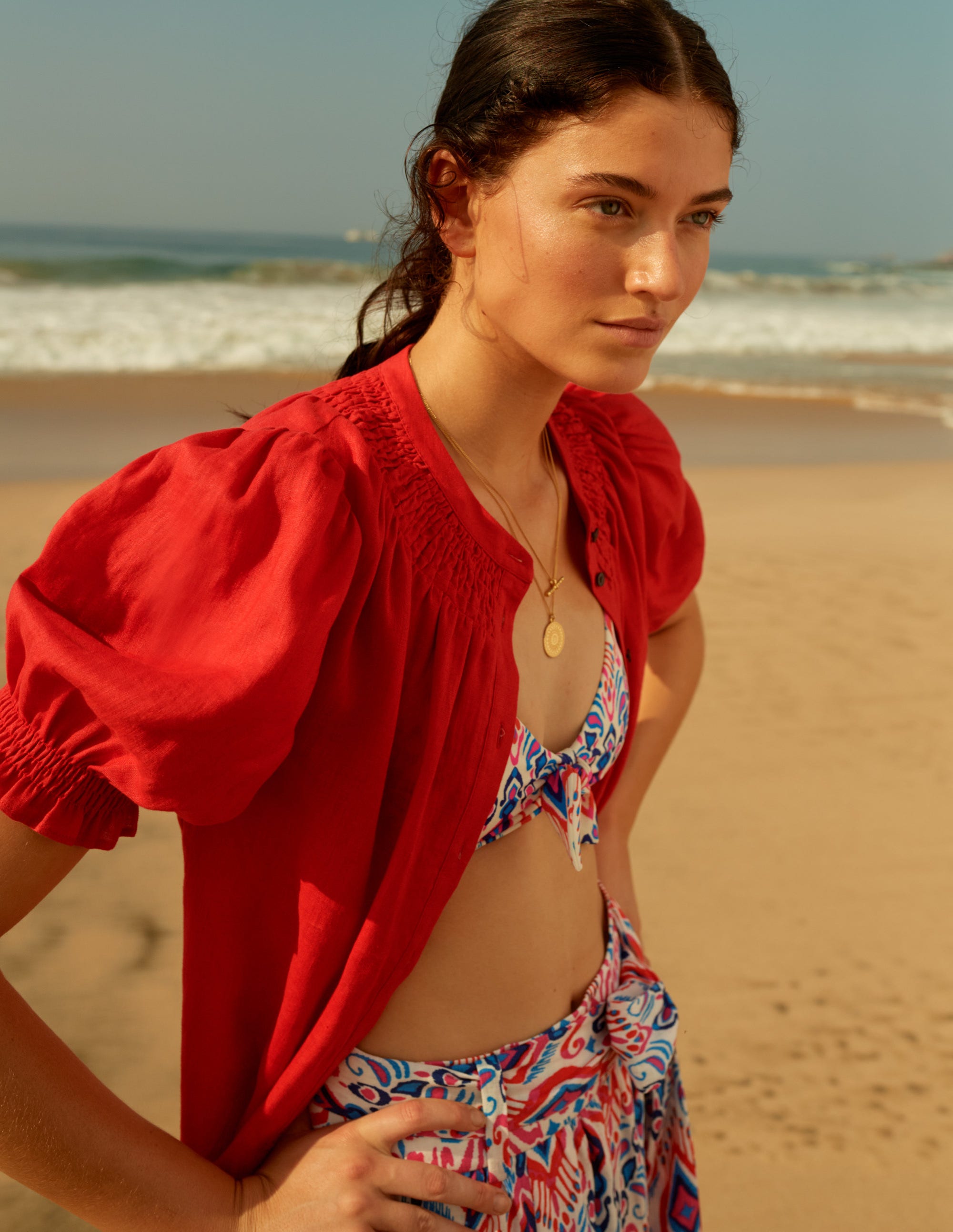 Rosemary Linen Midi Skirt-Ikat Paradise - Image 5