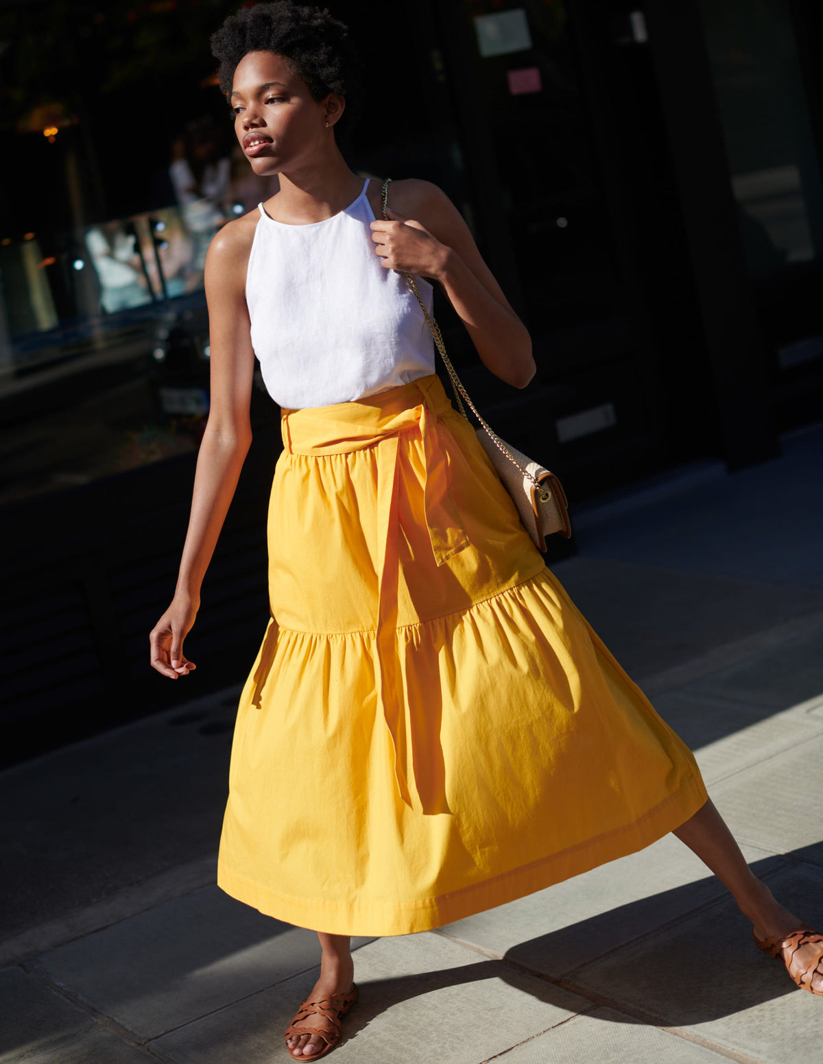 Tiered Belted Midi Skirt-Honeycomb - Image 15