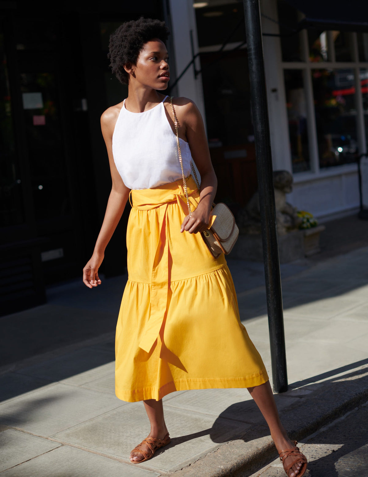 Tiered Belted Midi Skirt-Honeycomb - Image 16