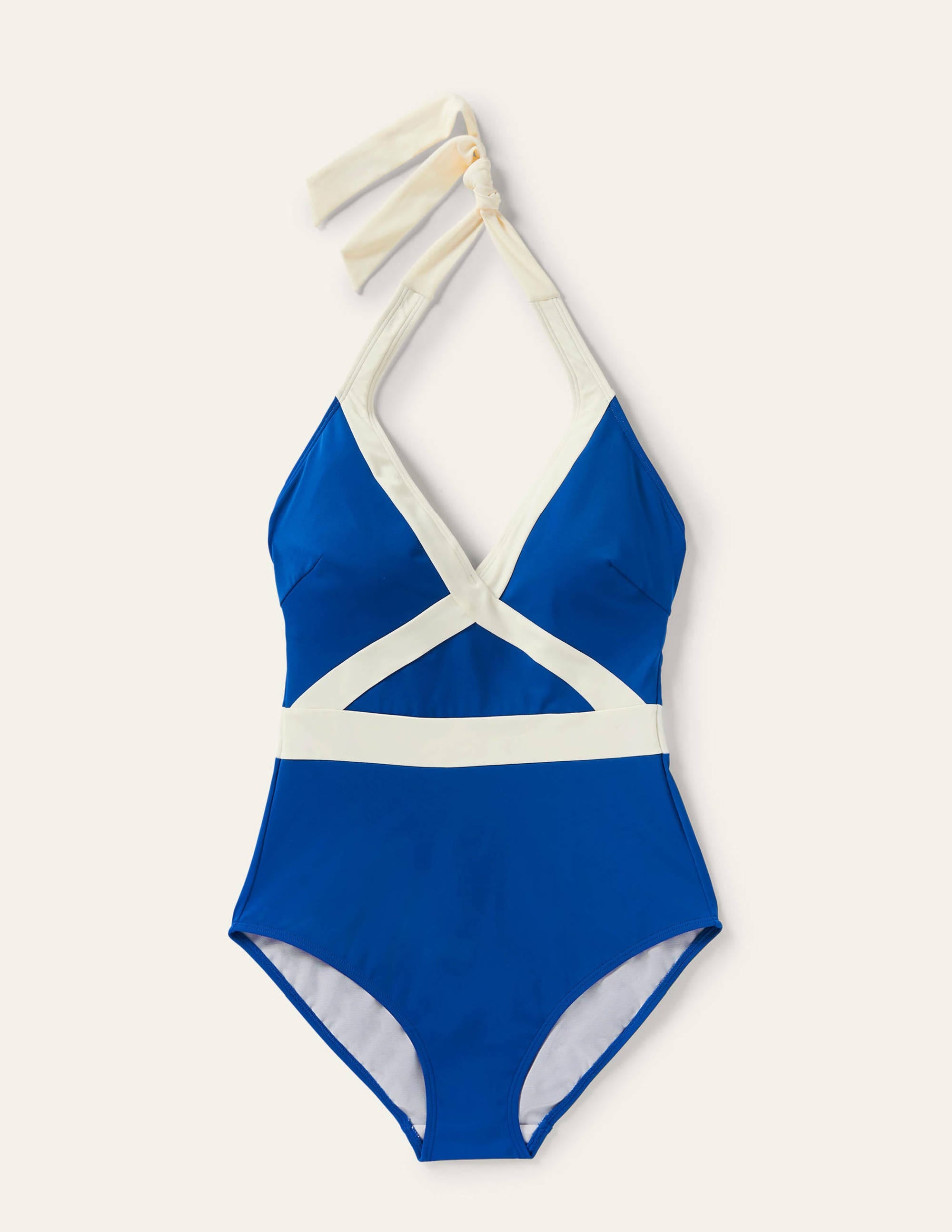 Kefalonia Halterneck Swimsuit-Lake Blue Colourblock - Image 5