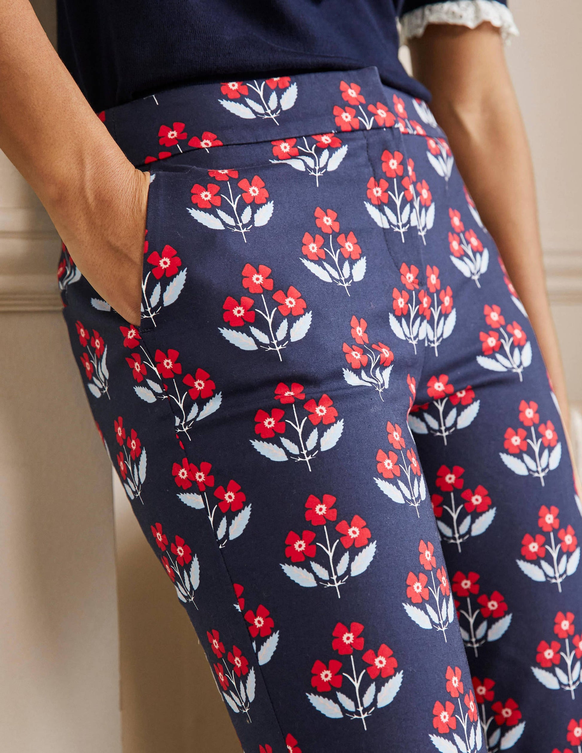 Richmond 7/8 Pants-Navy, Blossoming Bud-2