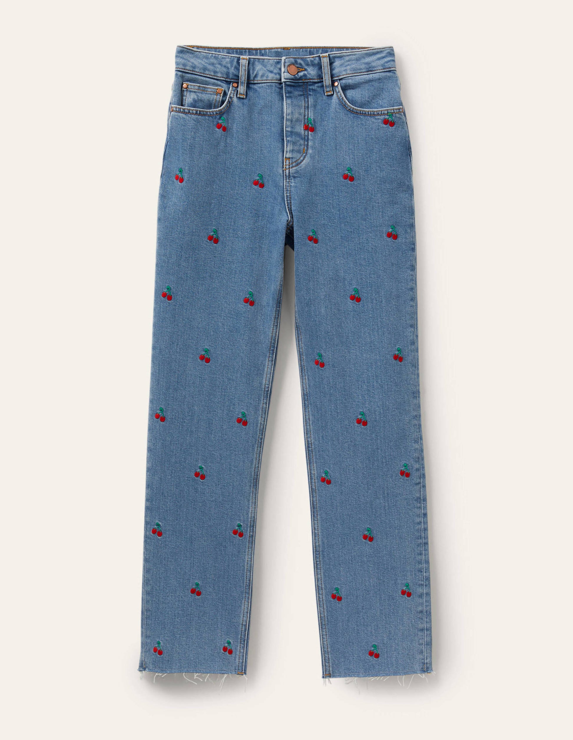 Relaxed Straight Jeans-Cherry Embroidered-6