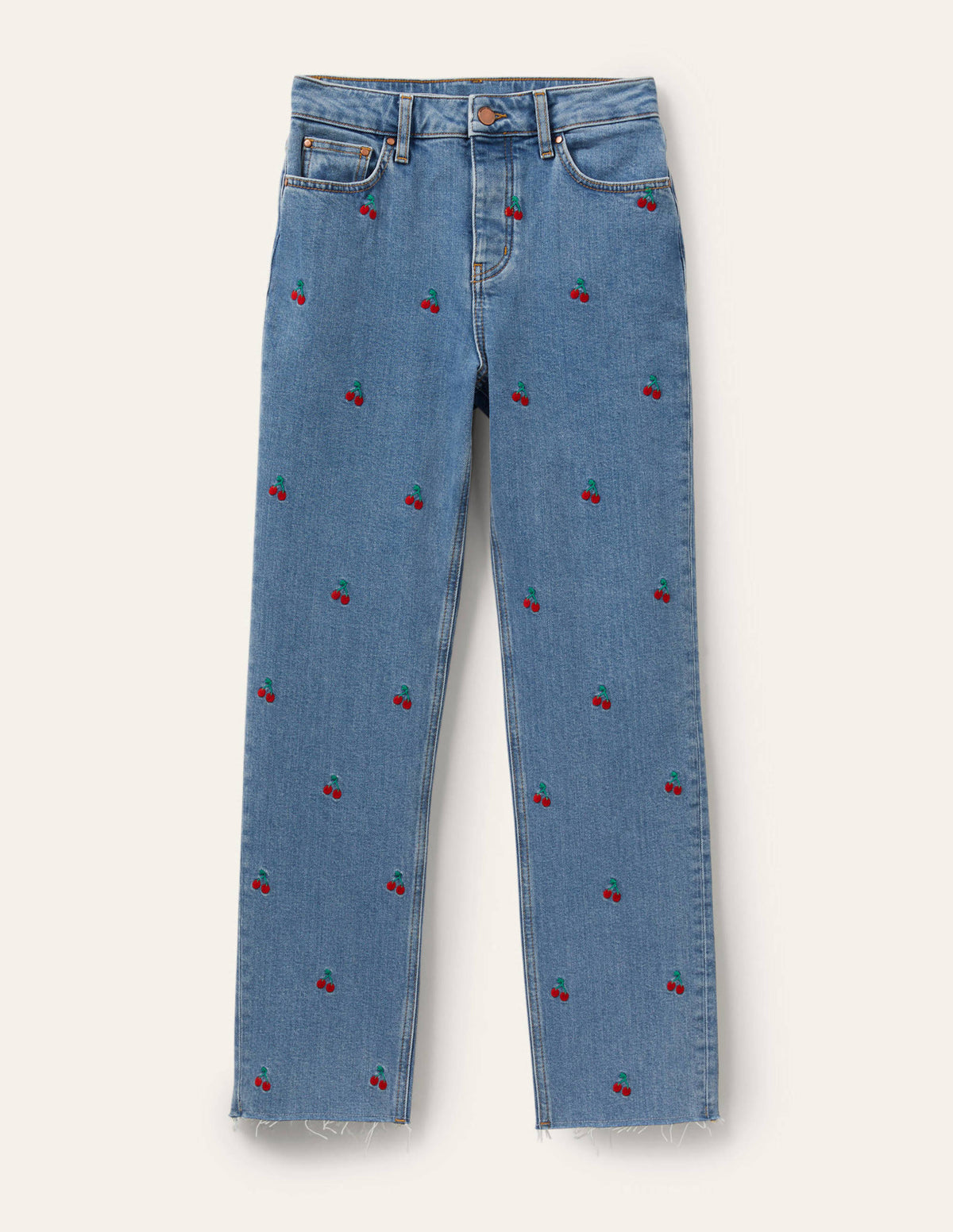 Relaxed Straight Jeans-Cherry Embroidered - Image 6