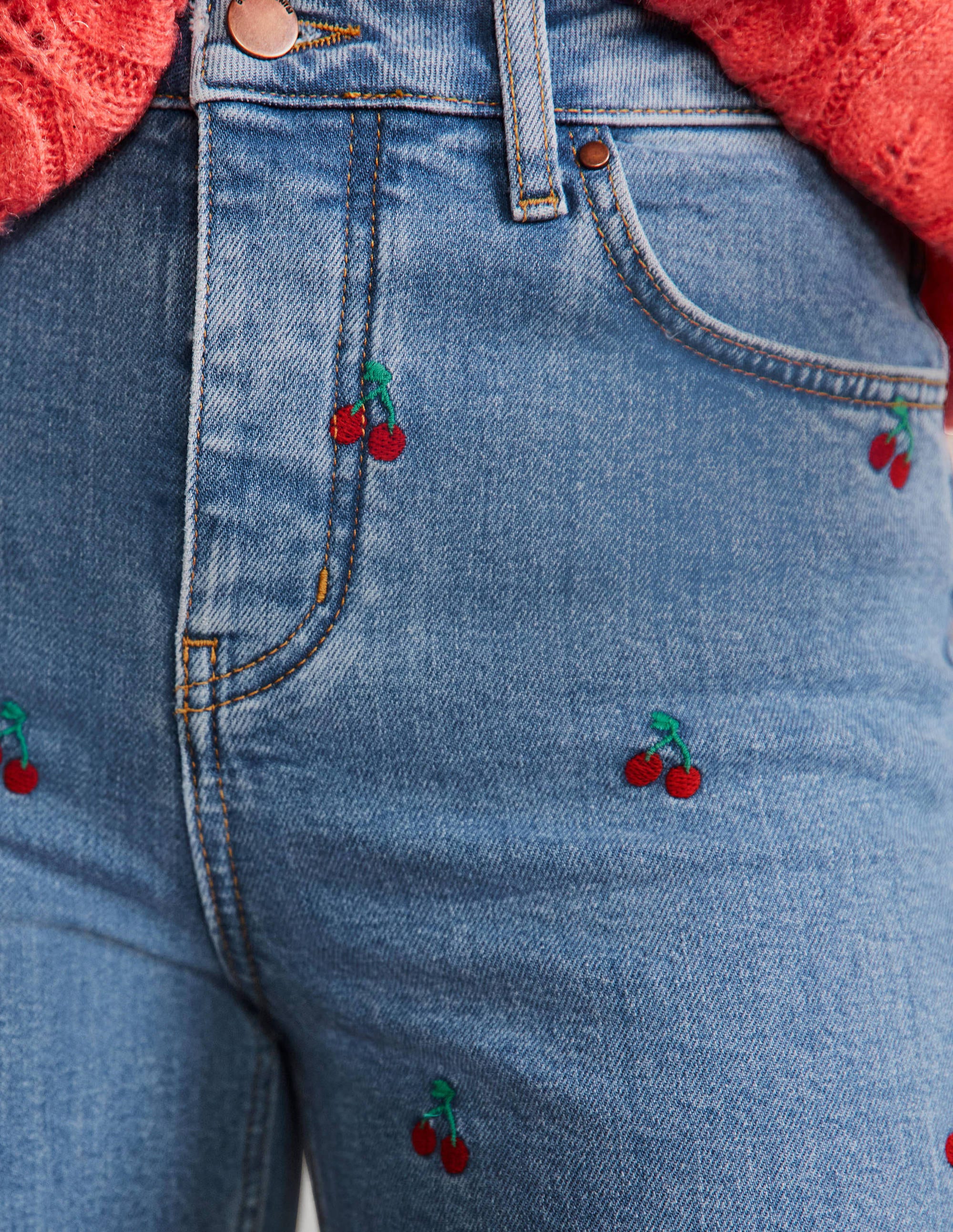 Relaxed Straight Jeans-Cherry Embroidered - Image 2