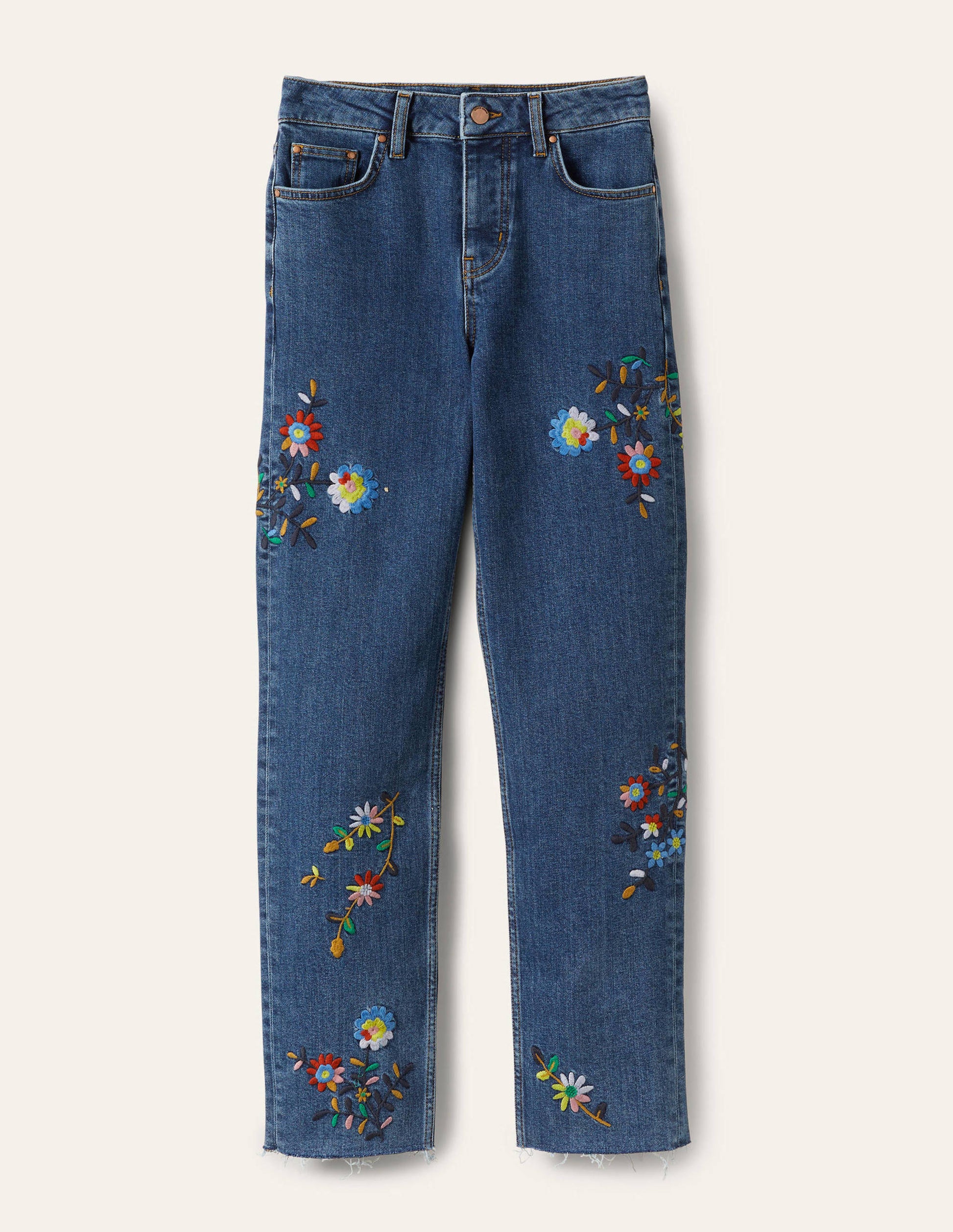 Relaxed Straight Jeans-Mid Vintage Embroidery-5
