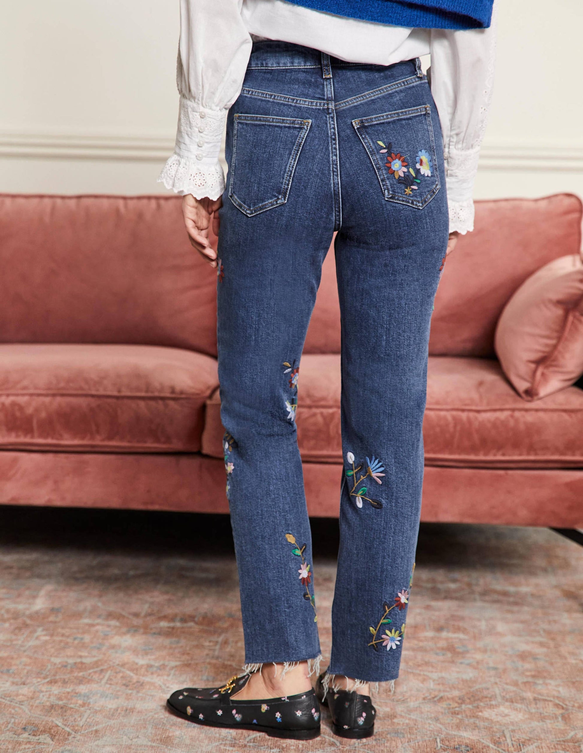 Relaxed Straight Jeans-Mid Vintage Embroidery-3