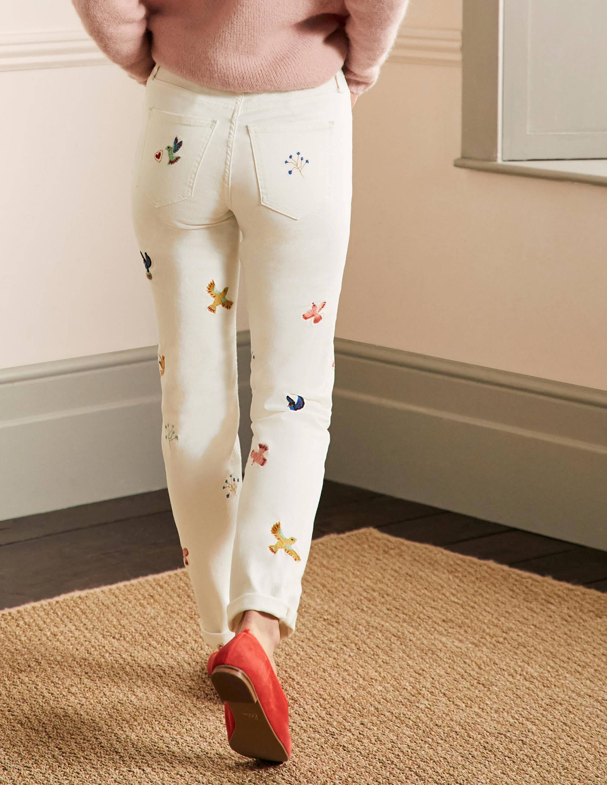 Girlfriend Jeans-Ecru, Embroidery - Image 3