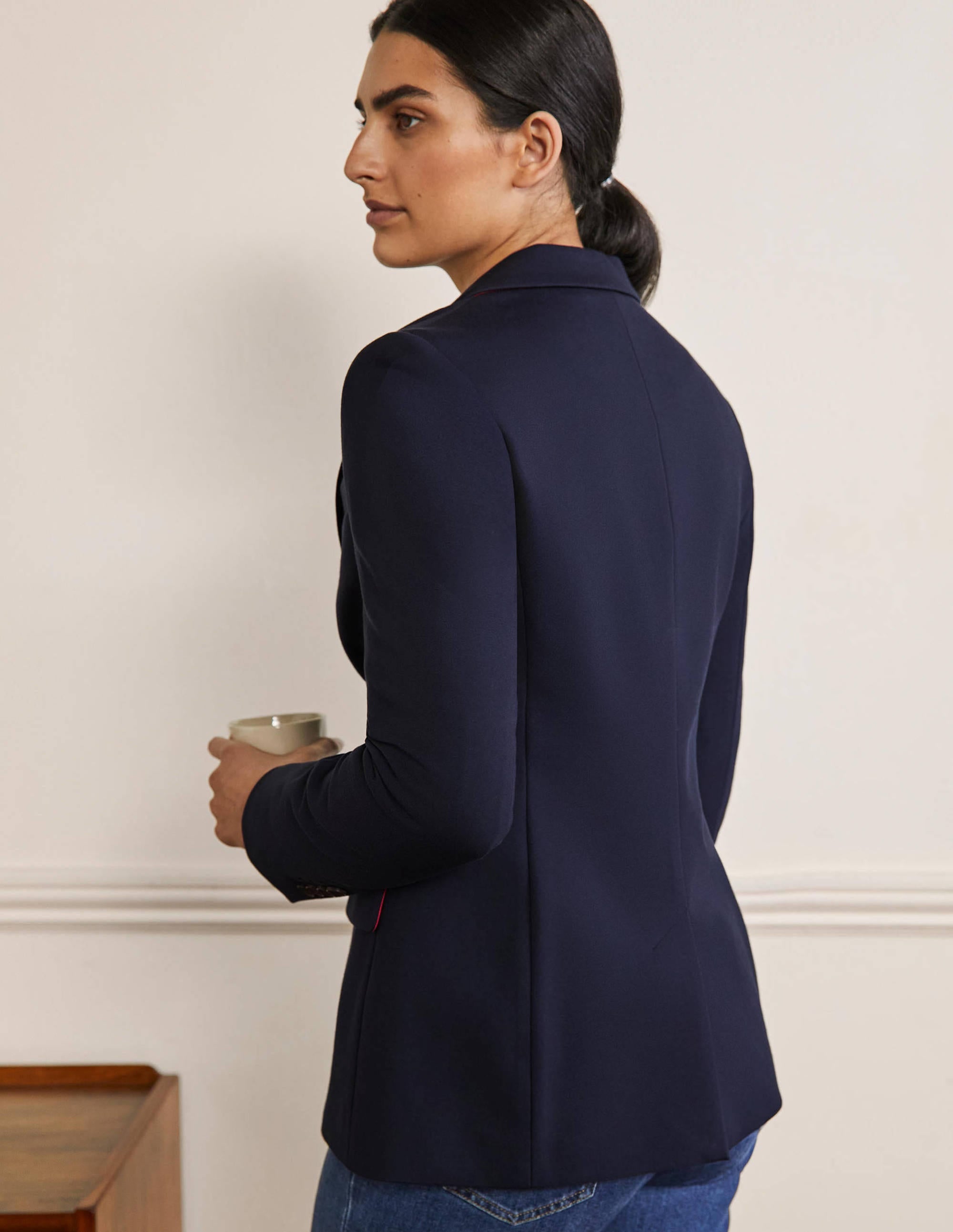 Stretch Jersey Blazer-Navy - Image 3
