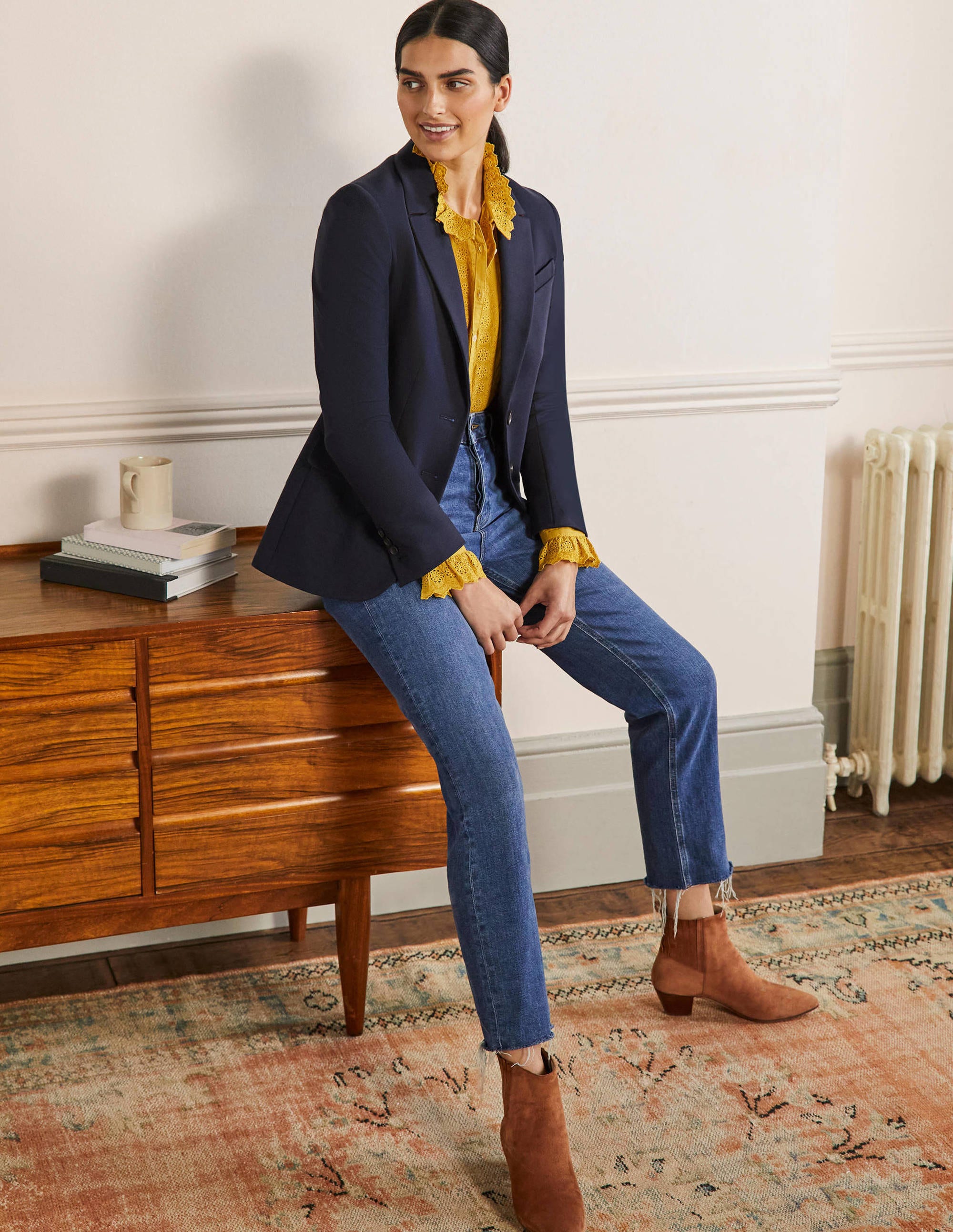 Stretch Jersey Blazer-Navy - Image 4