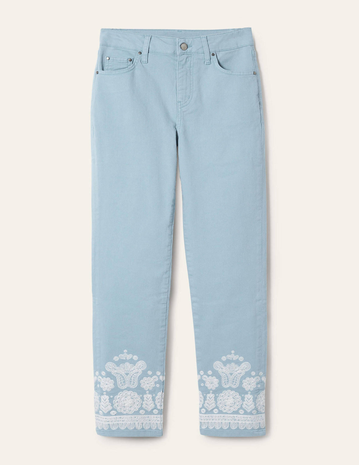 Slim Straight Ankle Skimmers-Dusty Blue, Embroidered - Image 6