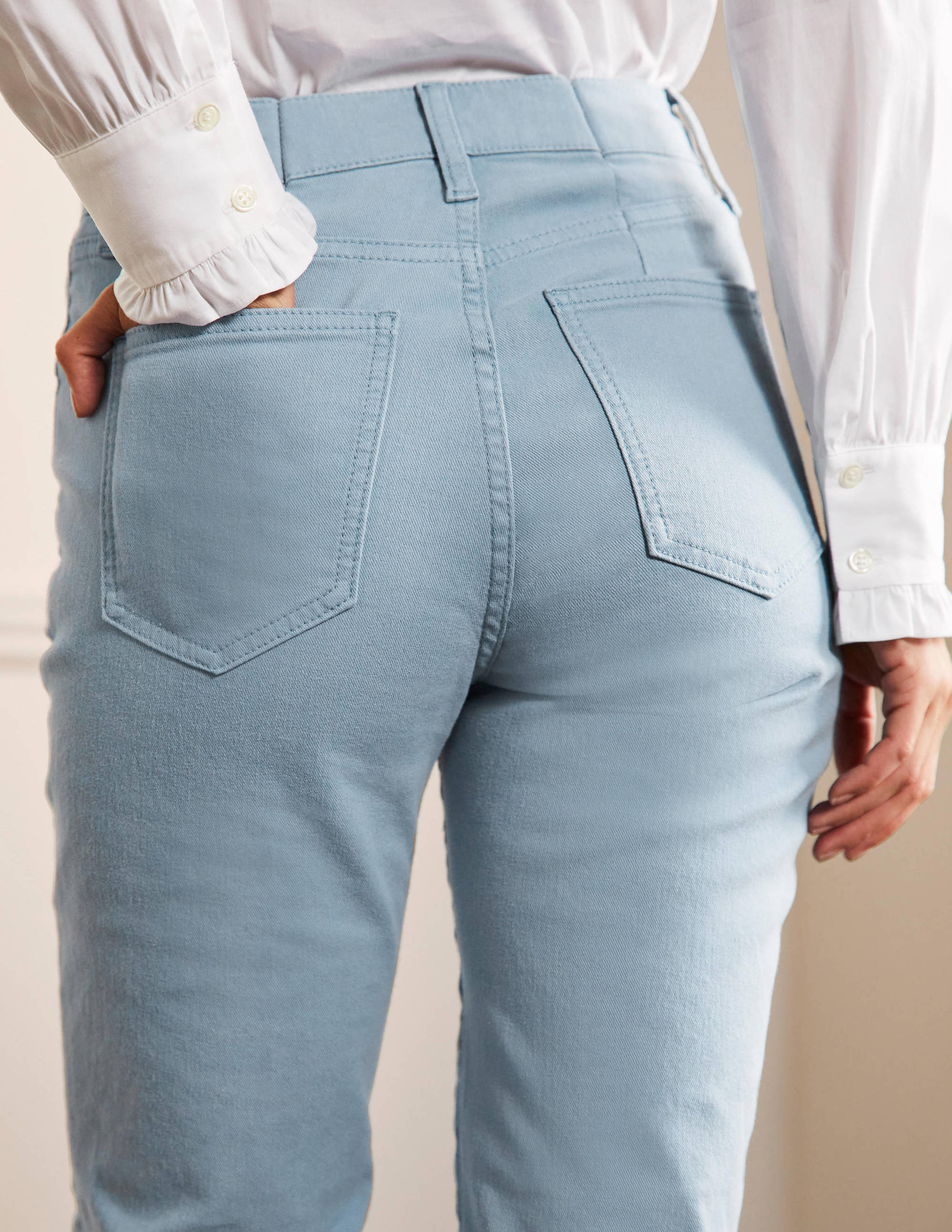 Slim Straight Ankle Skimmers-Dusty Blue, Embroidered - Image 3