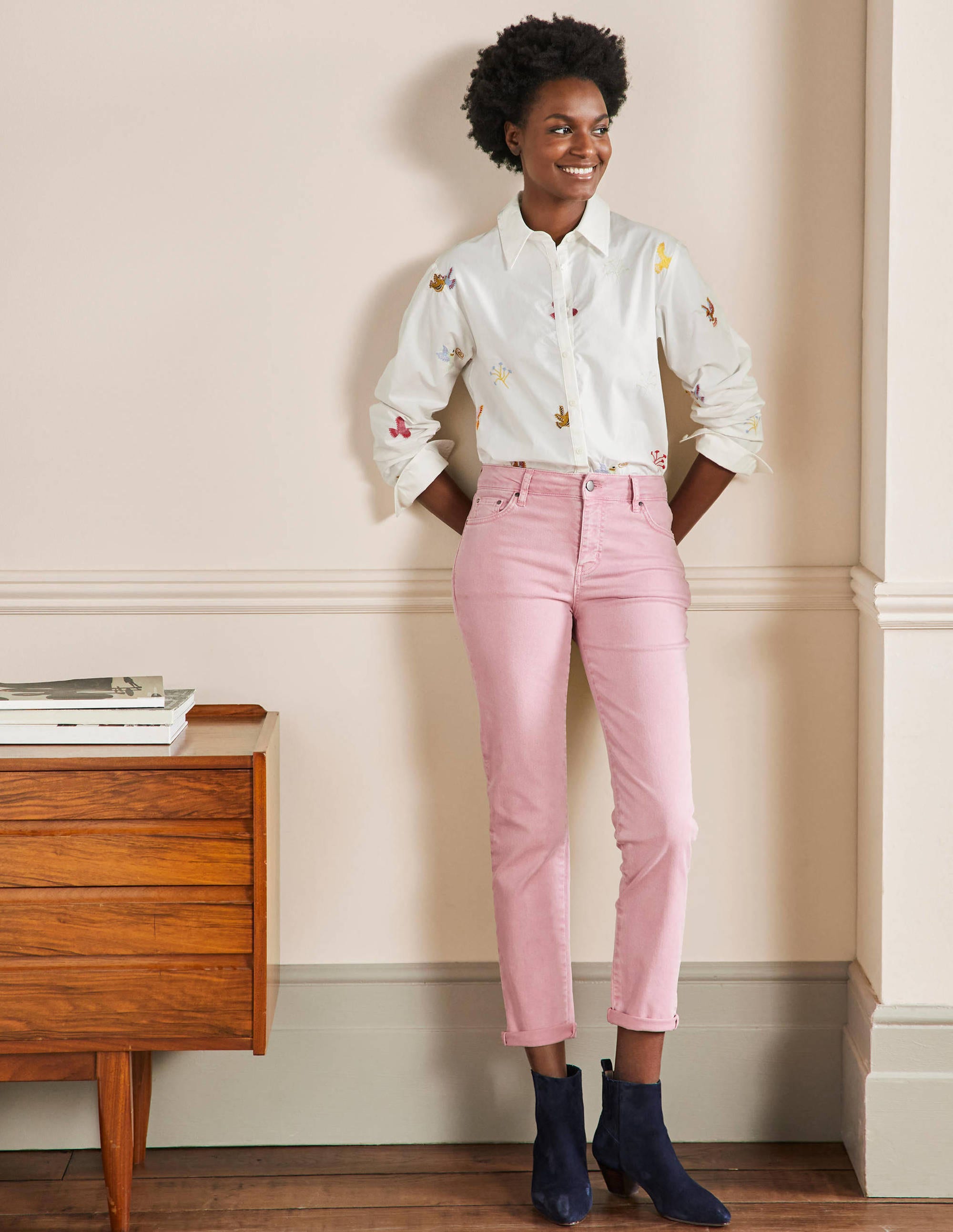 Slim Straight Ankle Skimmers-Posy Pink - Image 1