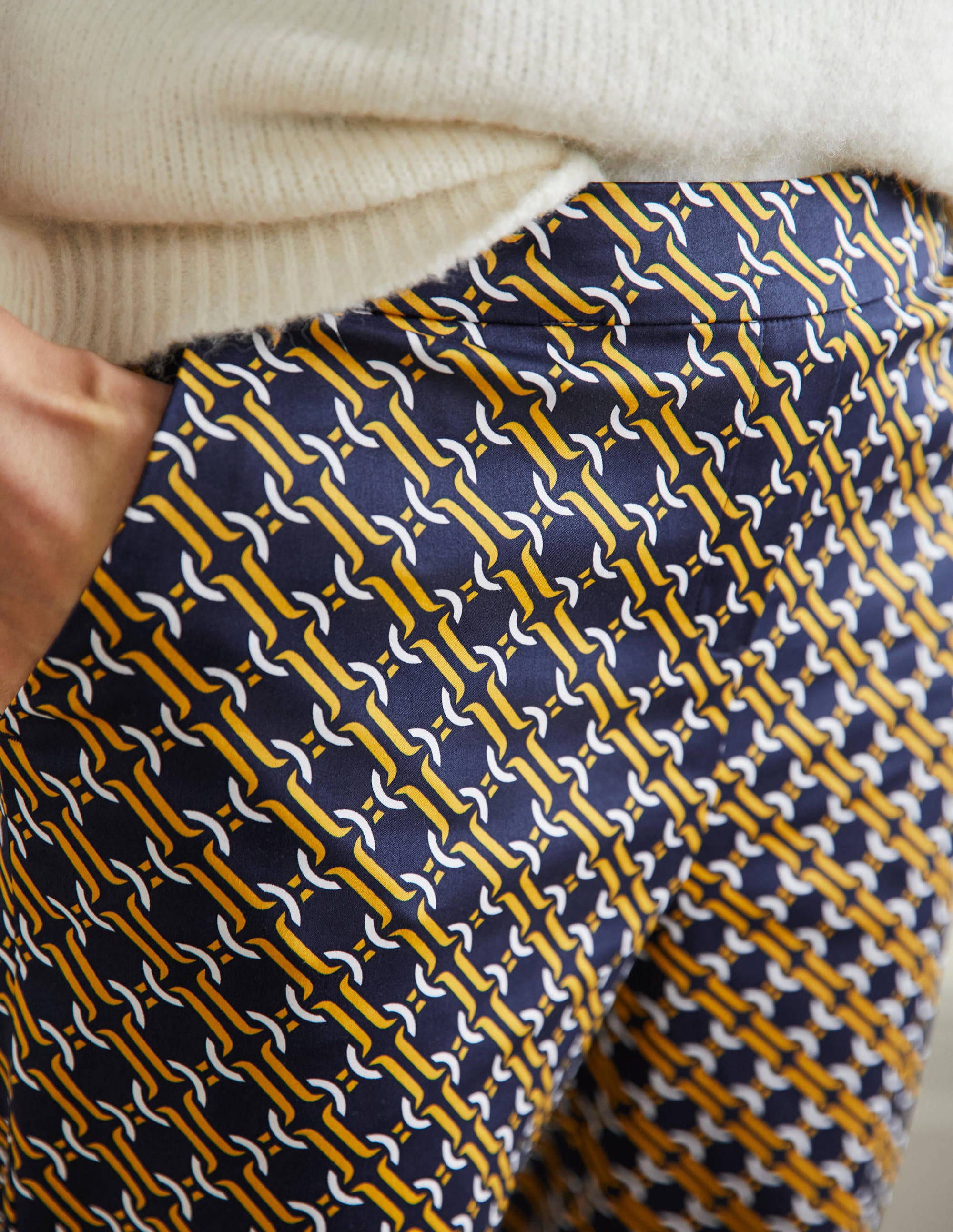 Pull On Pants-Navy, Chain Geo - Image 2
