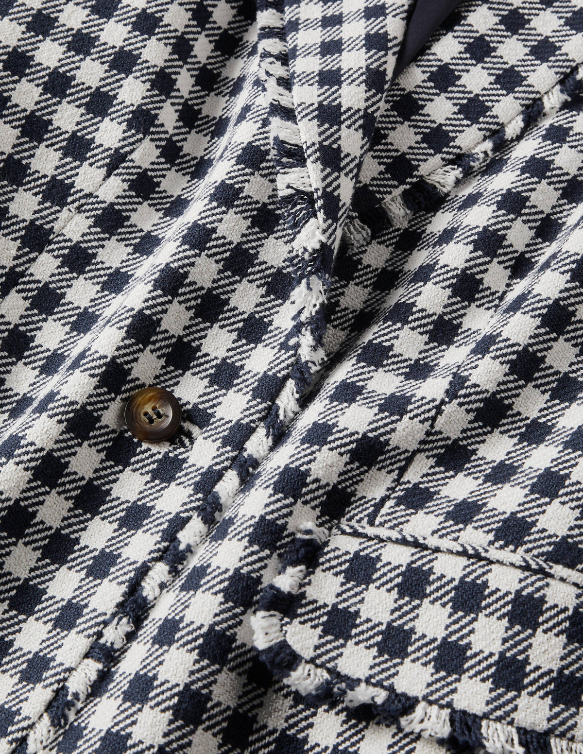 Hever Cotton Twill Blazer-French Navy Gingham - Image 6