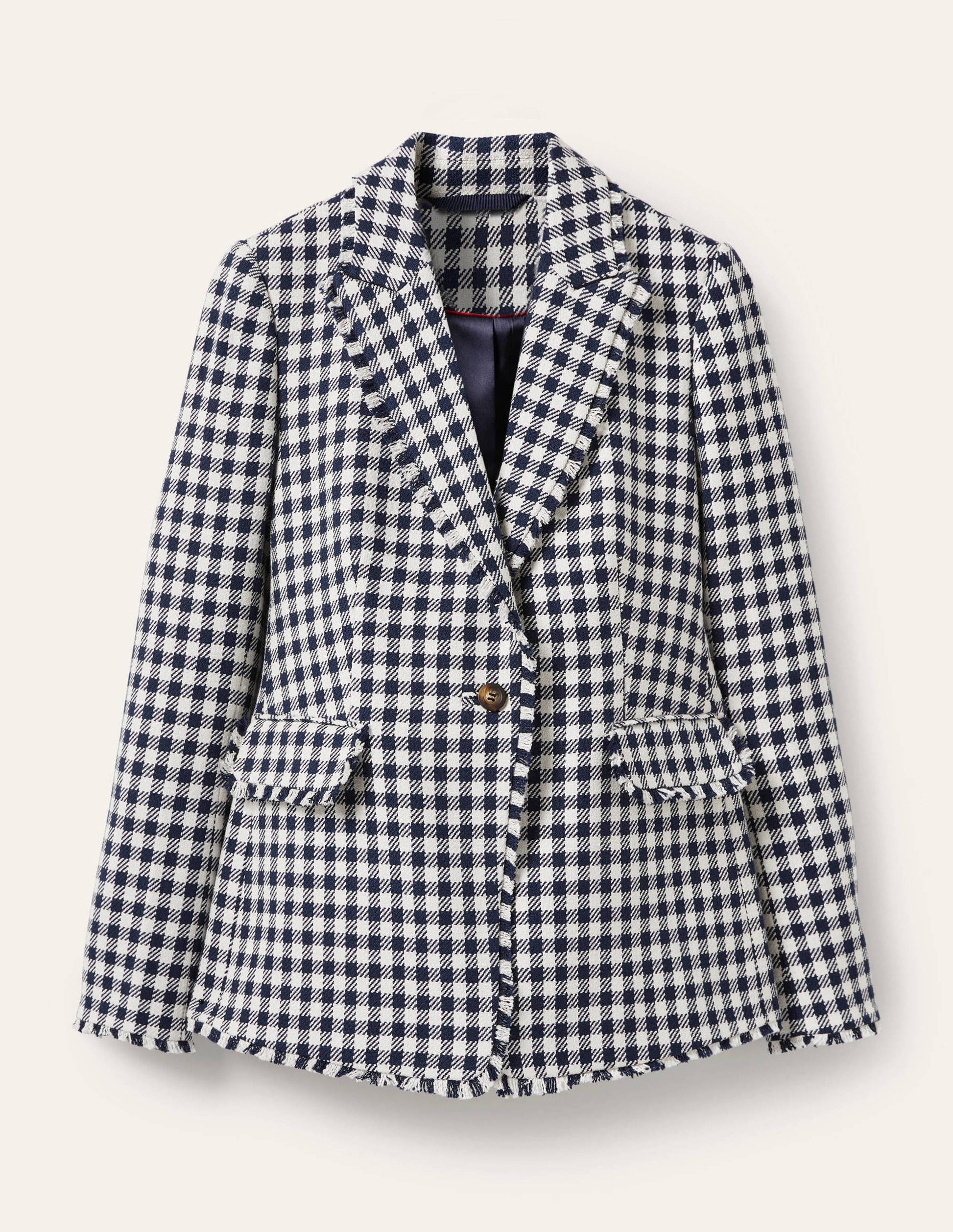Hever Cotton Twill Blazer-French Navy Gingham-7