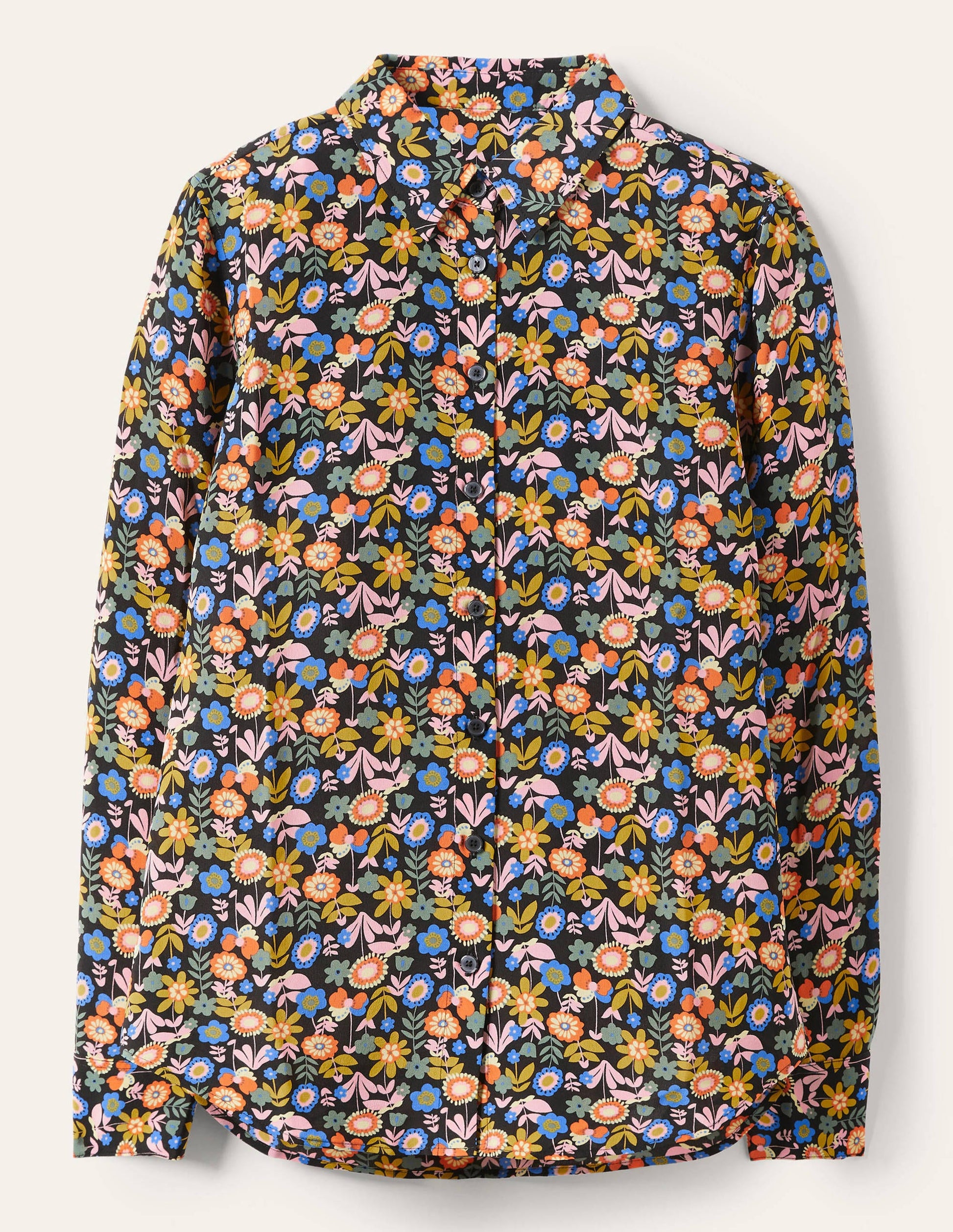 Silk Shirt-Black, Flora Bloom-5
