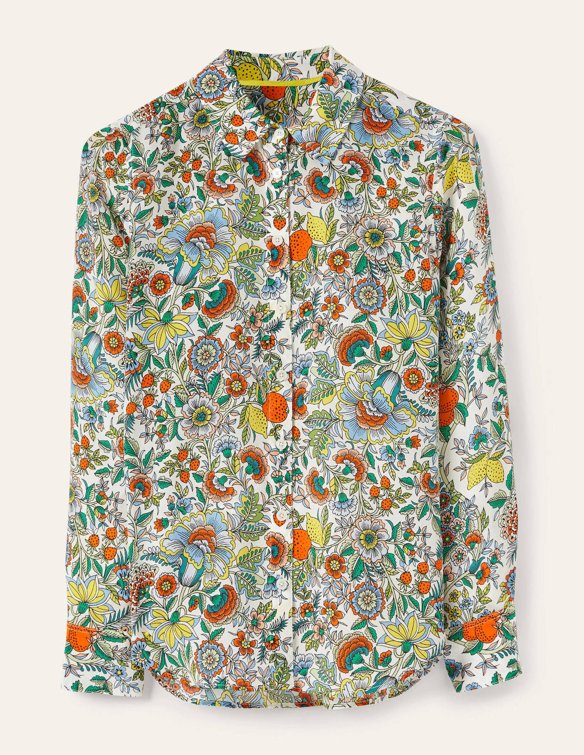 Silk Shirt-Ivory, Tropic Meadow-5