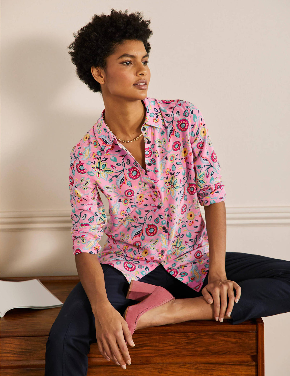 Silk Shirt-Sachet Pink, Opulent Paradise-1