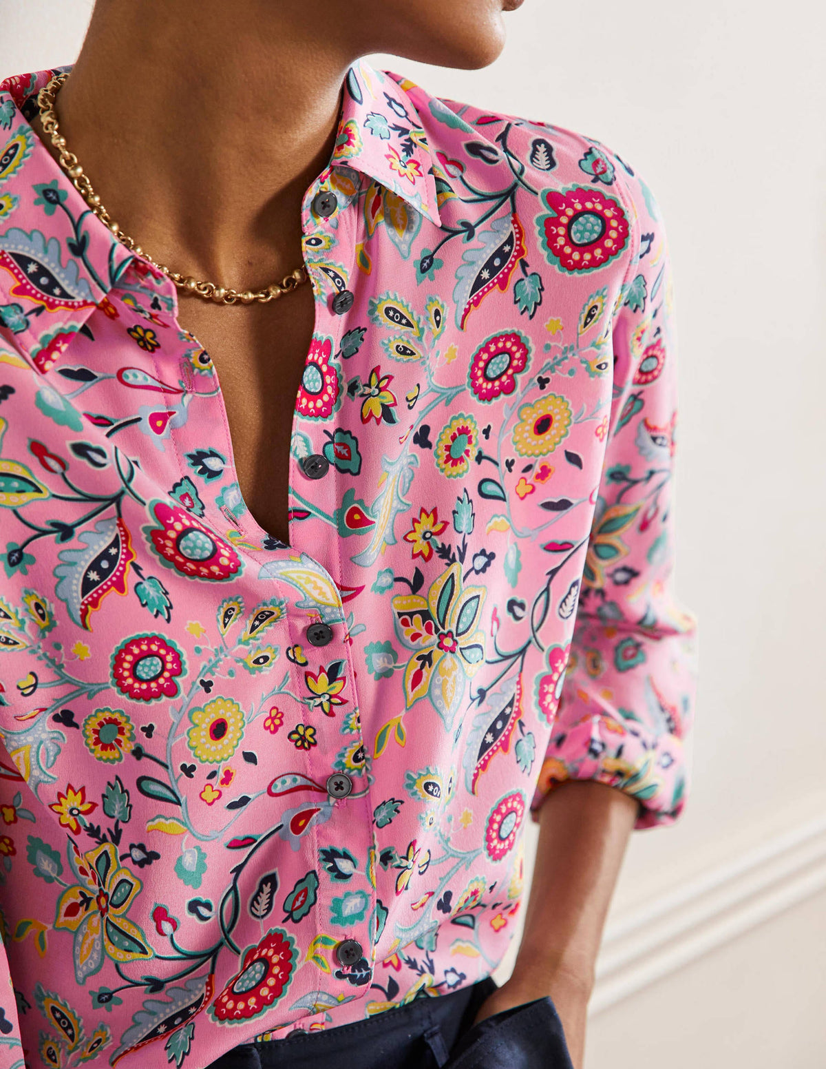 Silk Shirt-Sachet Pink, Opulent Paradise-2
