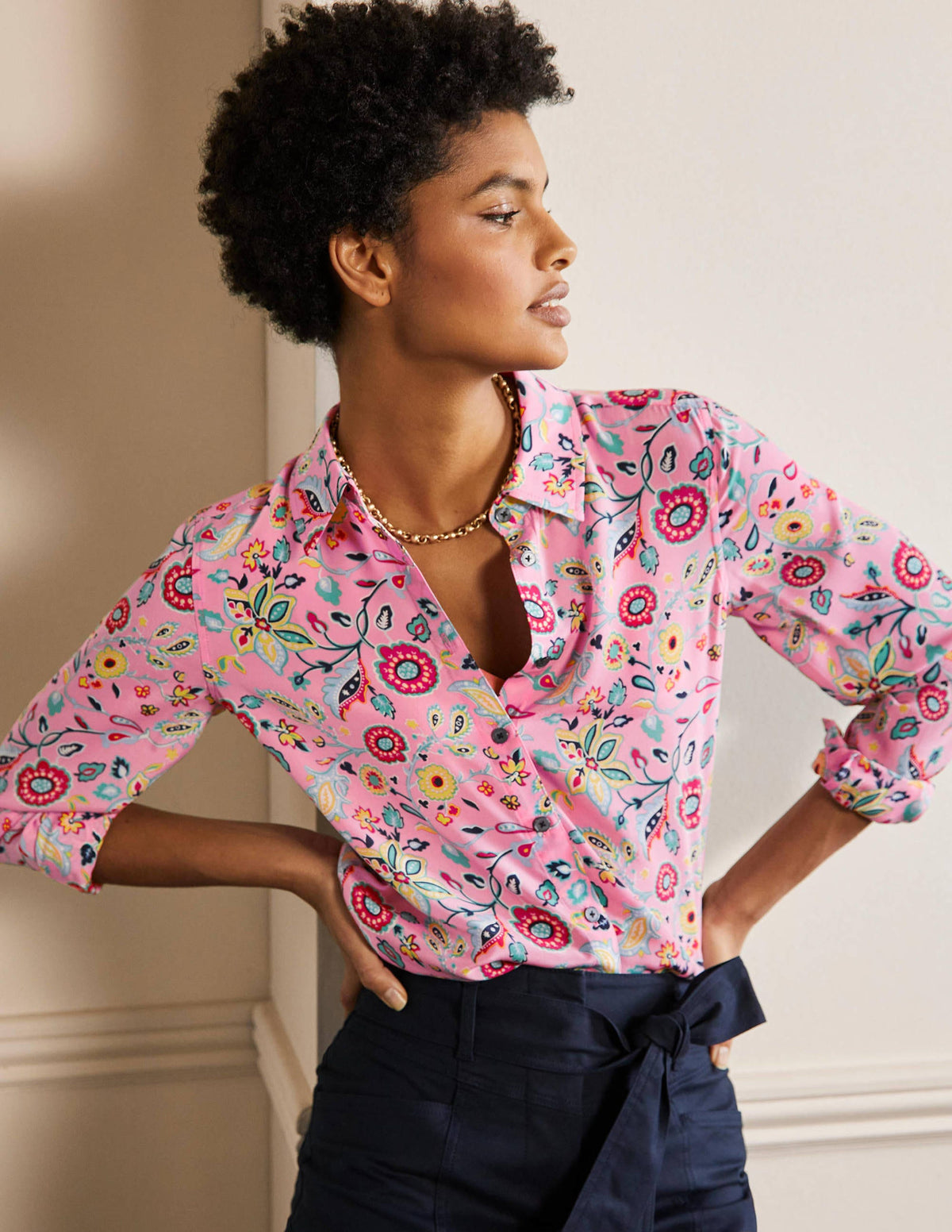 Silk Shirt-Sachet Pink, Opulent Paradise - Image 4