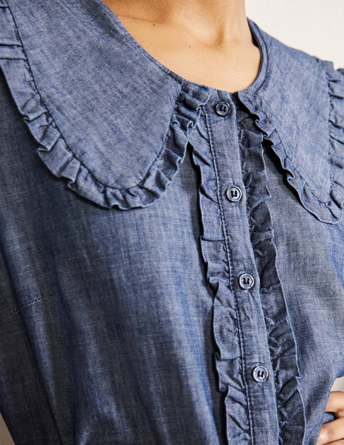 Statement Collar Shirt-Denim-2
