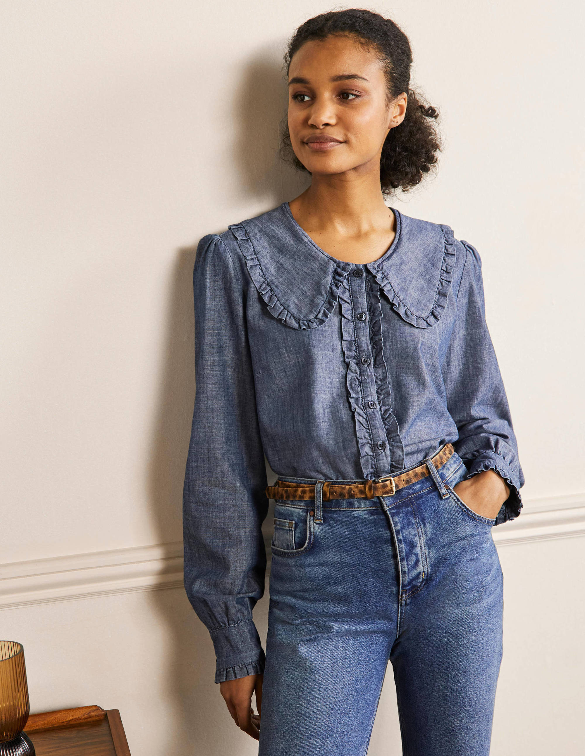 Statement Collar Shirt-Denim - Image 4