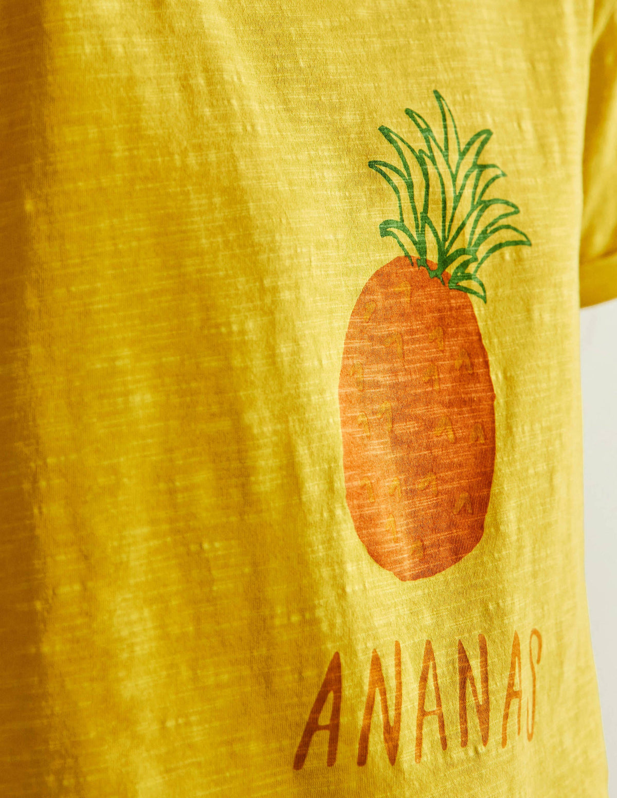 Turn Up Cuff Cotton T-shirt-Pale Lemon, Pineapple - Image 2