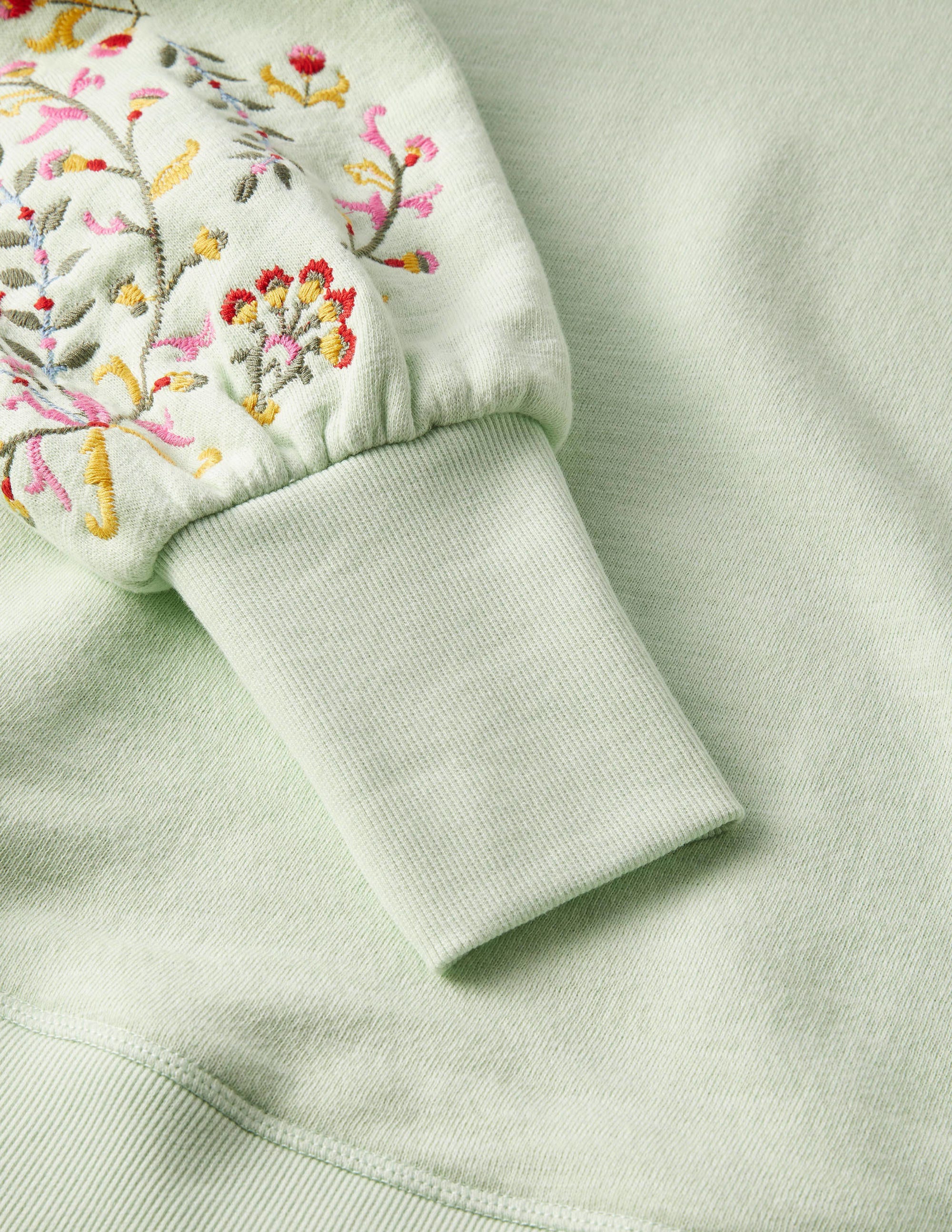 Embroidered Blouson Sweatshirt-Avocado Cream, Embroidery - Image 6