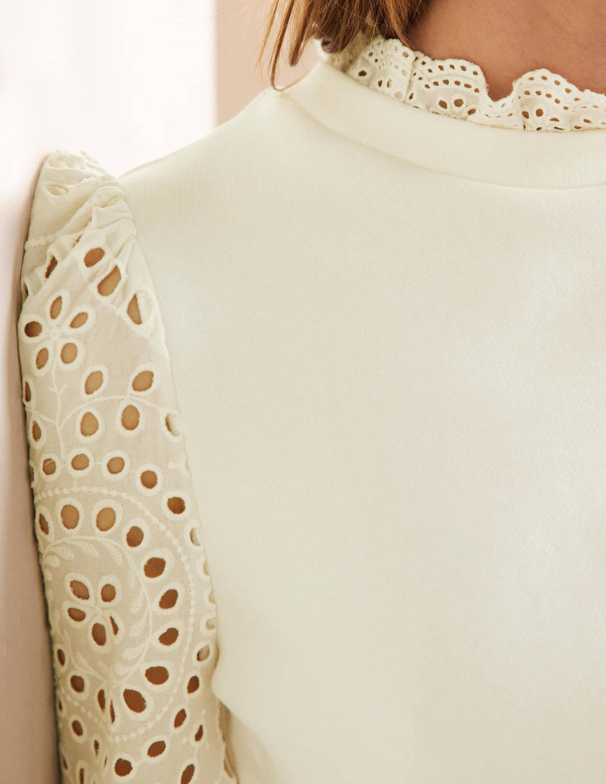 Broderie Blouson Sweatshirt-Ivory-2