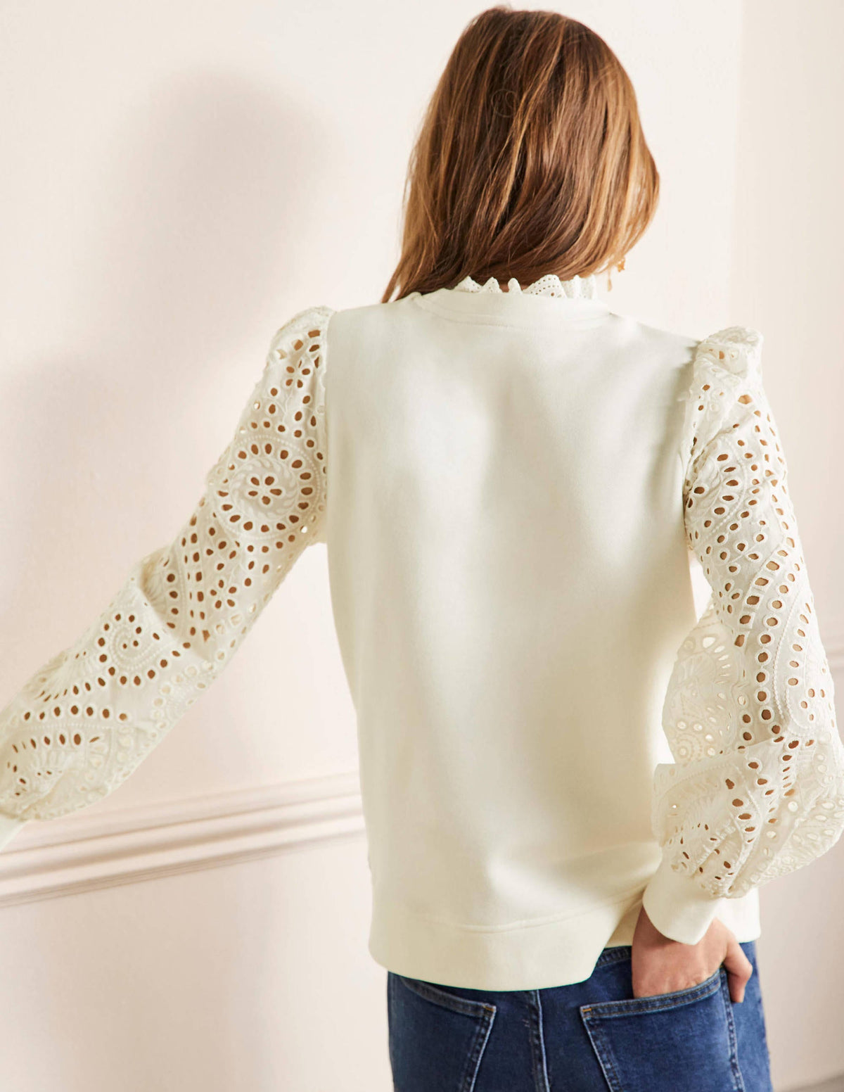 Broderie Blouson Sweatshirt-Ivory - Image 3