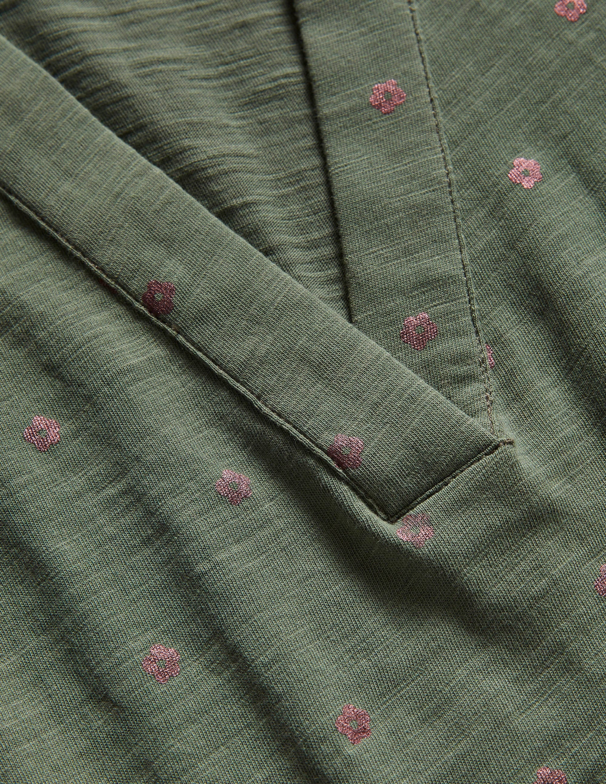 Collared Notch Neck Cotton Top-Alder Foil Flower - Image 6