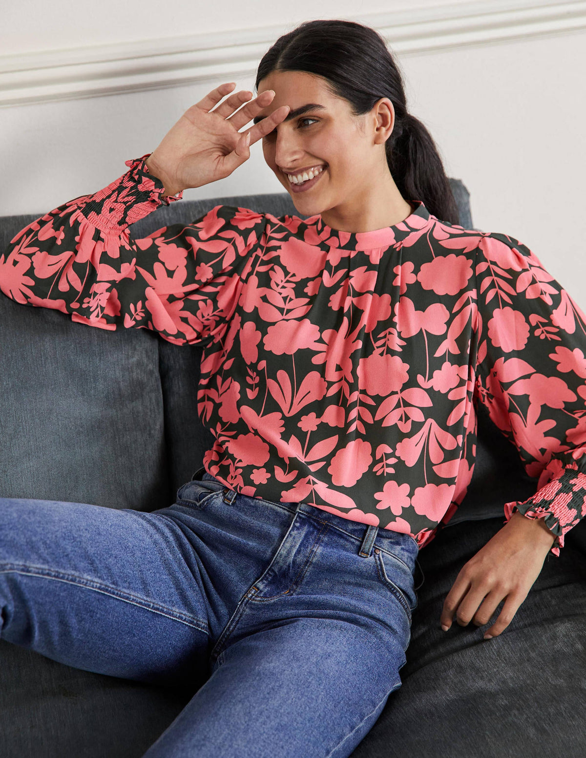 Deep Smocked Cuff Top-Marsh, Flora Bloom - Image 4