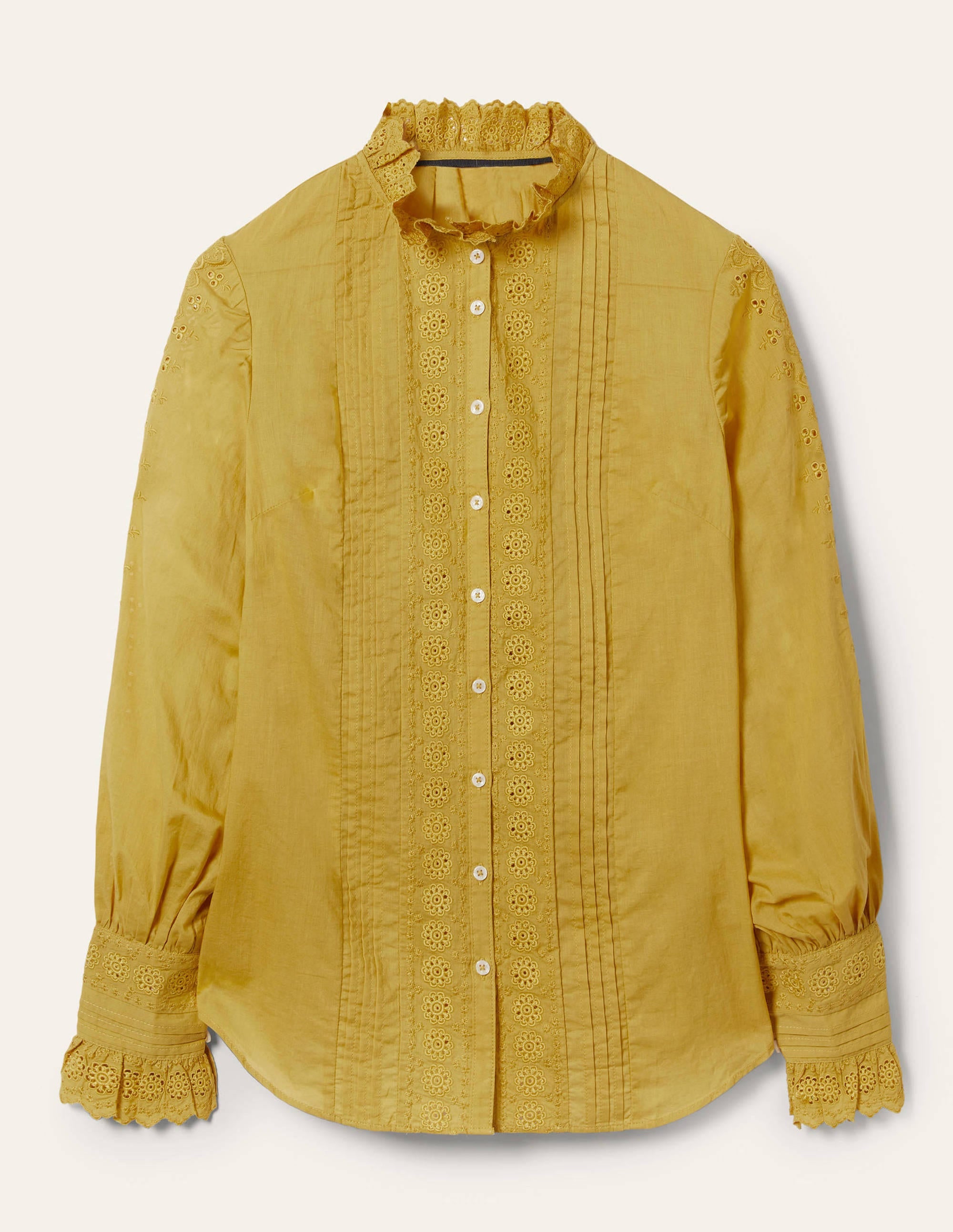 Broderie Trim Blouse-Olive Oil - Image 5