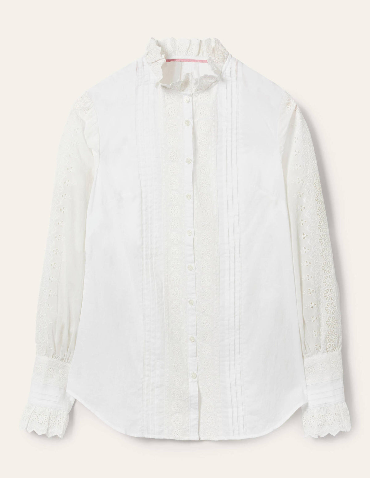 Broderie Trim Blouse-White - Image 5