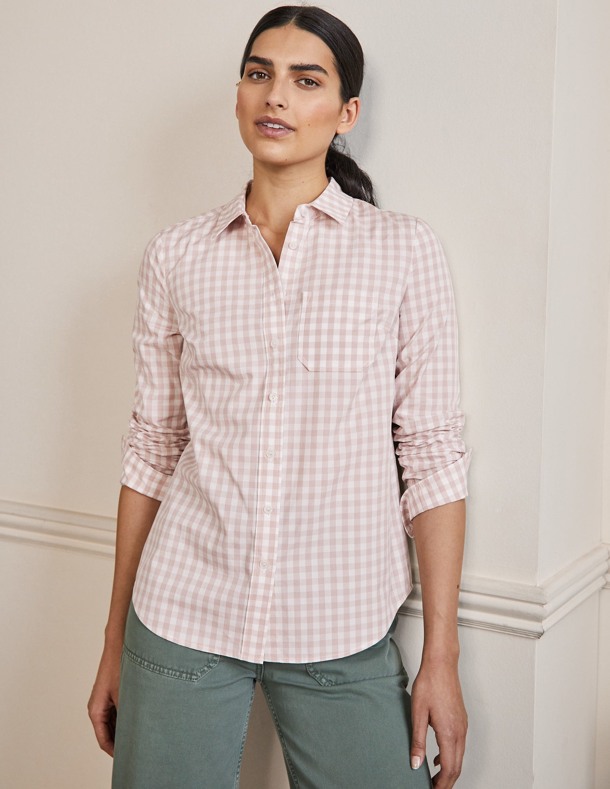 Classic Cotton Shirt-Pink Gingham-5
