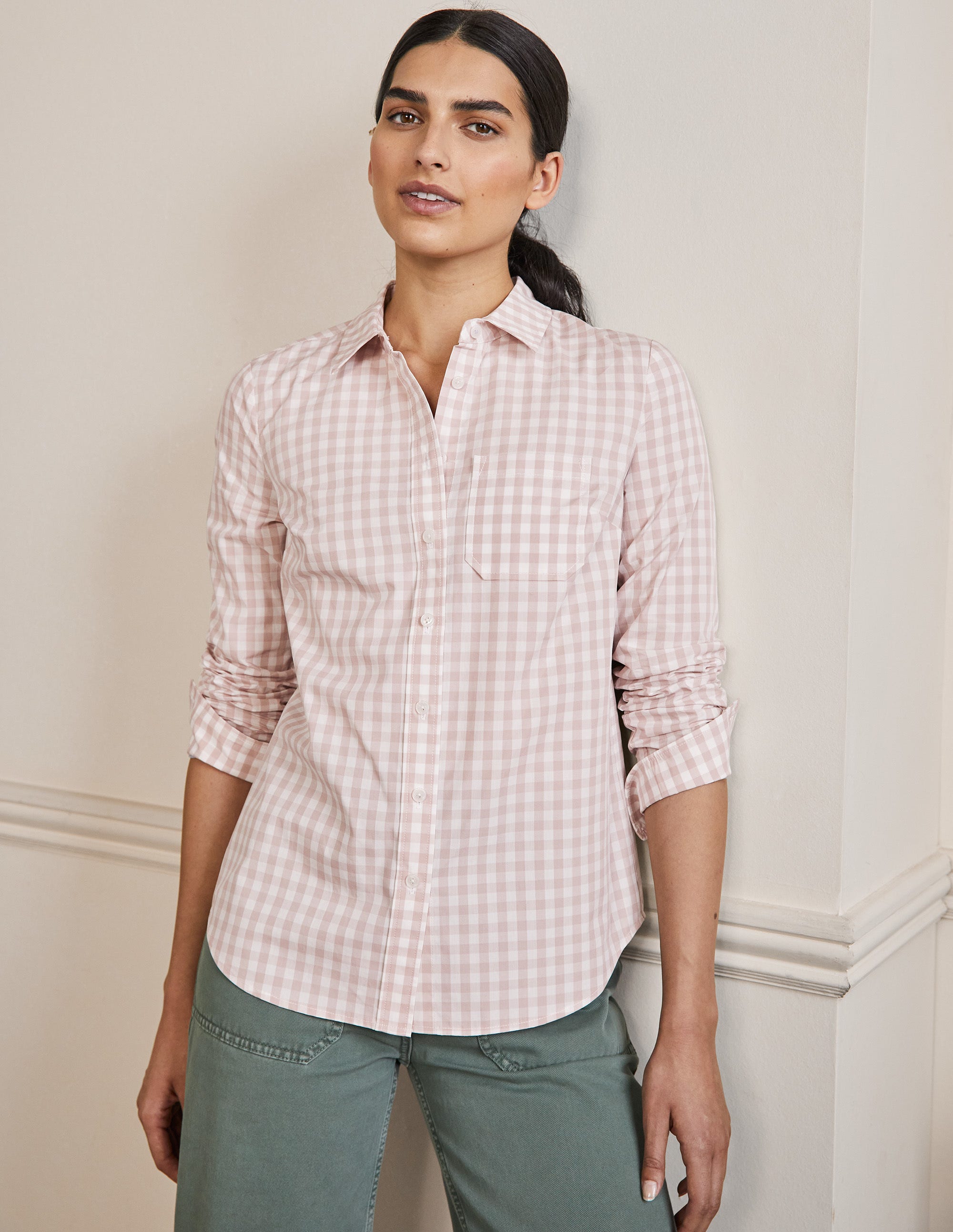 Classic Cotton Shirt-Pink Gingham - Image 5
