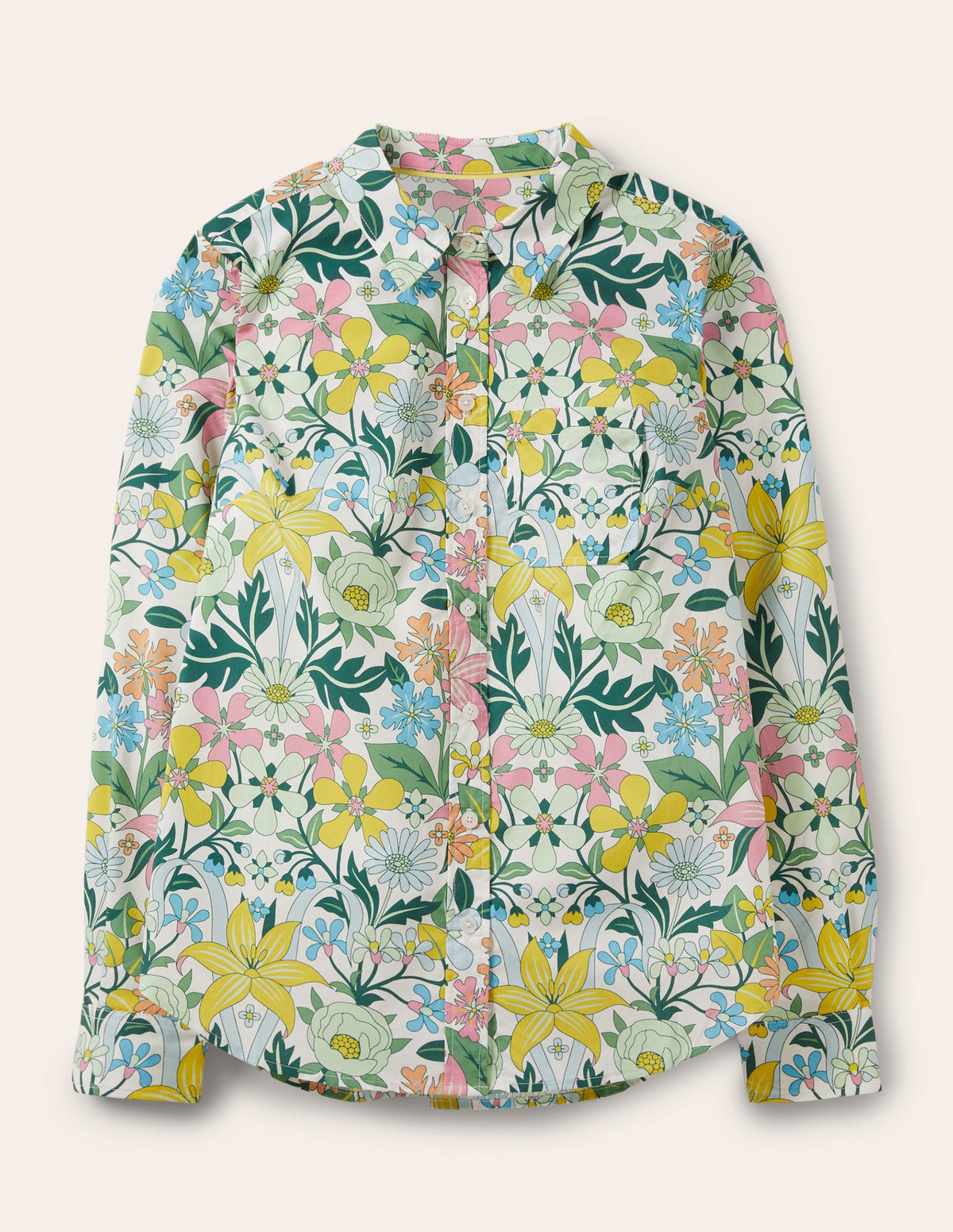 Classic Cotton Shirt-Ivory, Botanical Terrace-5
