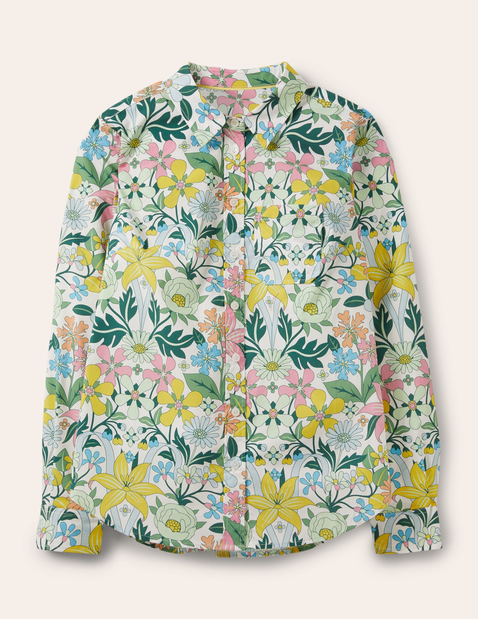 Classic Cotton Shirt-Ivory, Botanical Terrace - Image 5