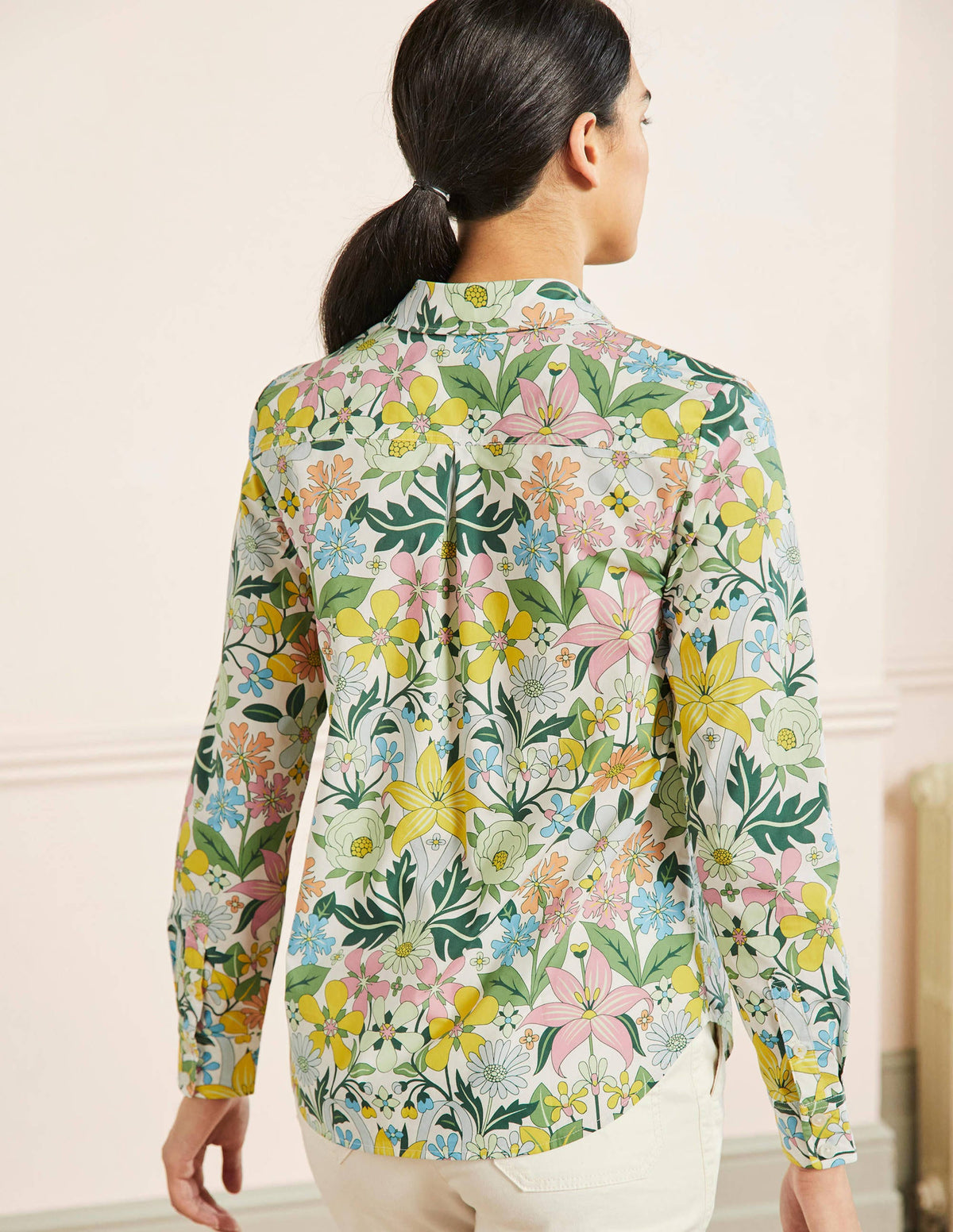Classic Cotton Shirt-Ivory, Botanical Terrace-3