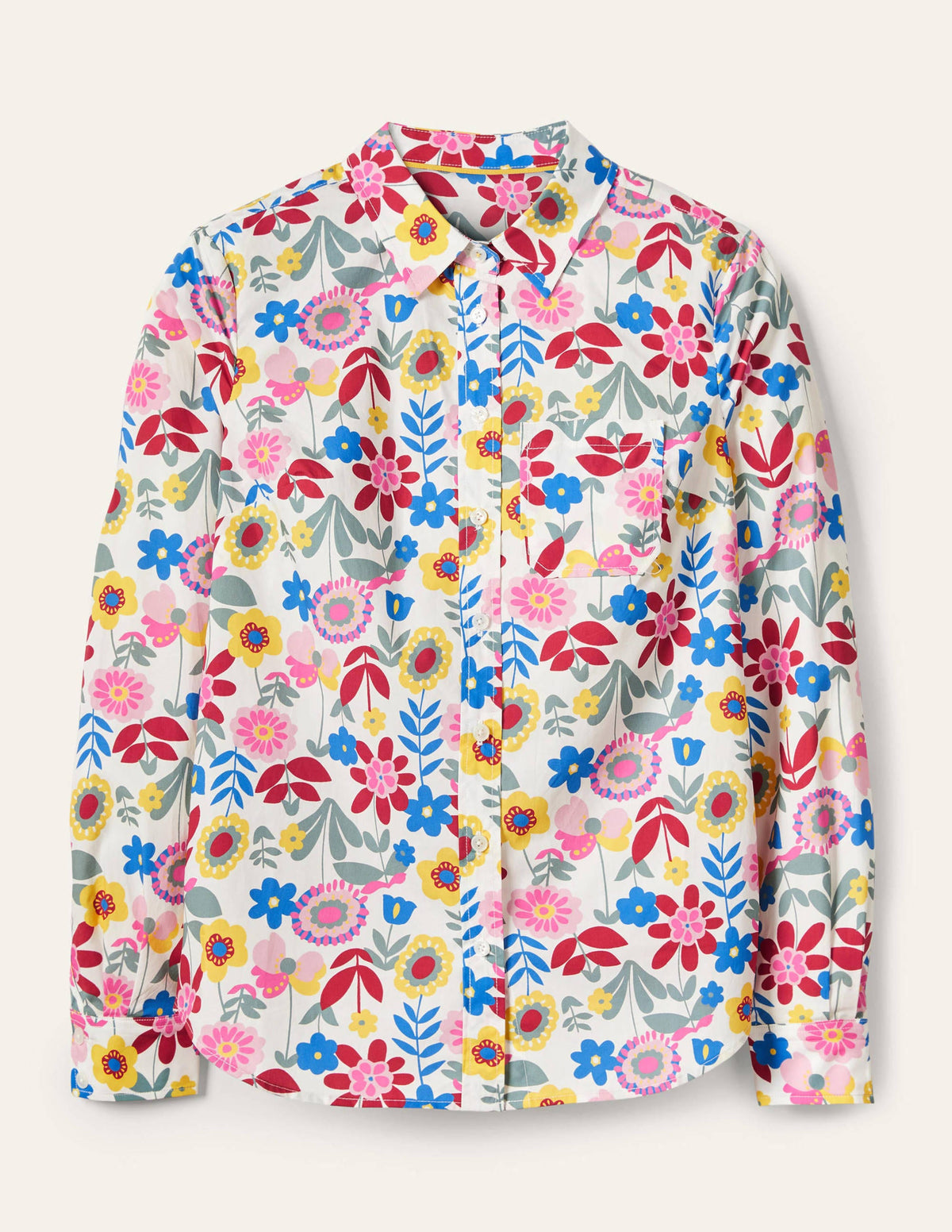 Classic Cotton Shirt-Ivory, Flora Bloom-5