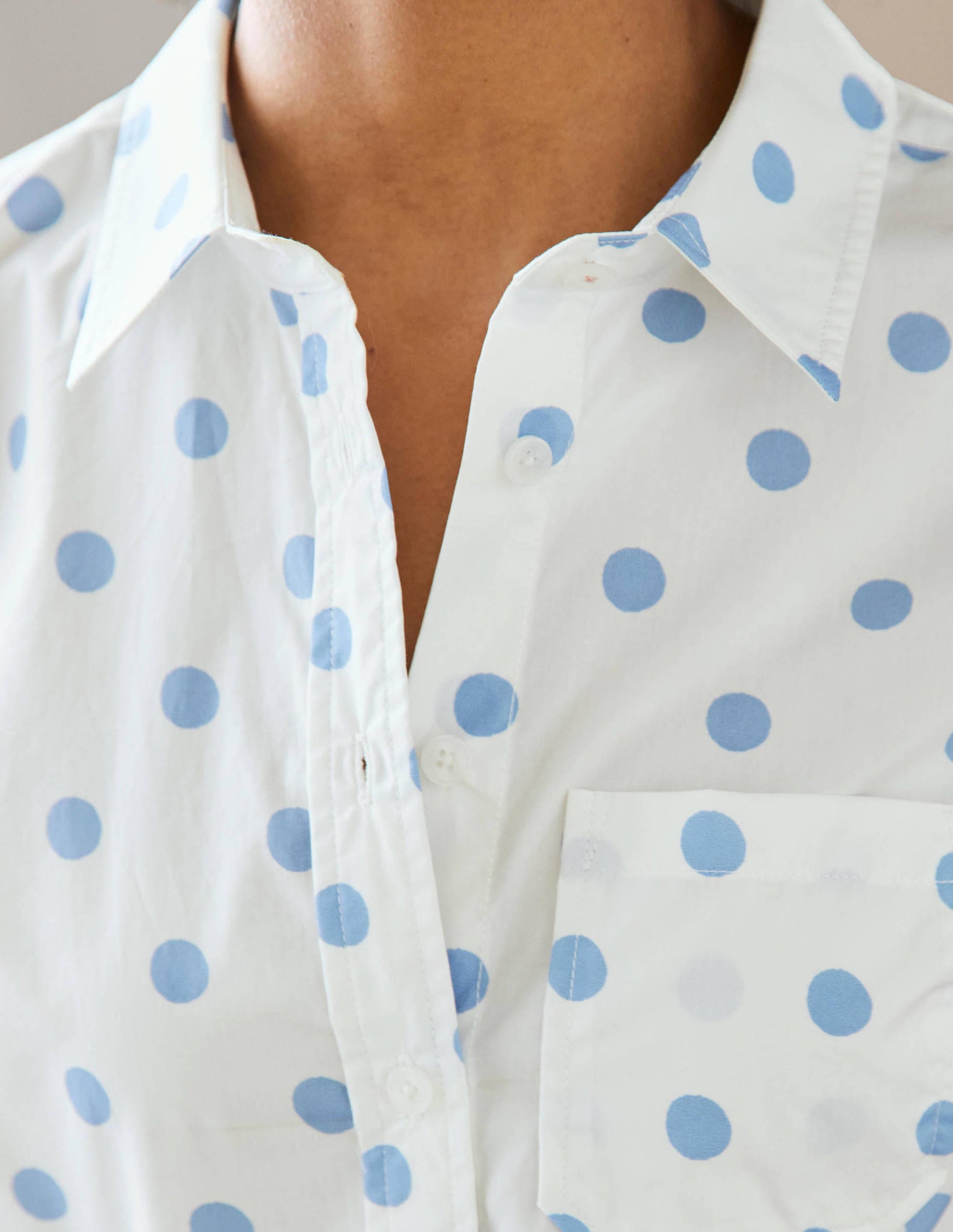 Classic Cotton Shirt-Dusky Blue Spot-2