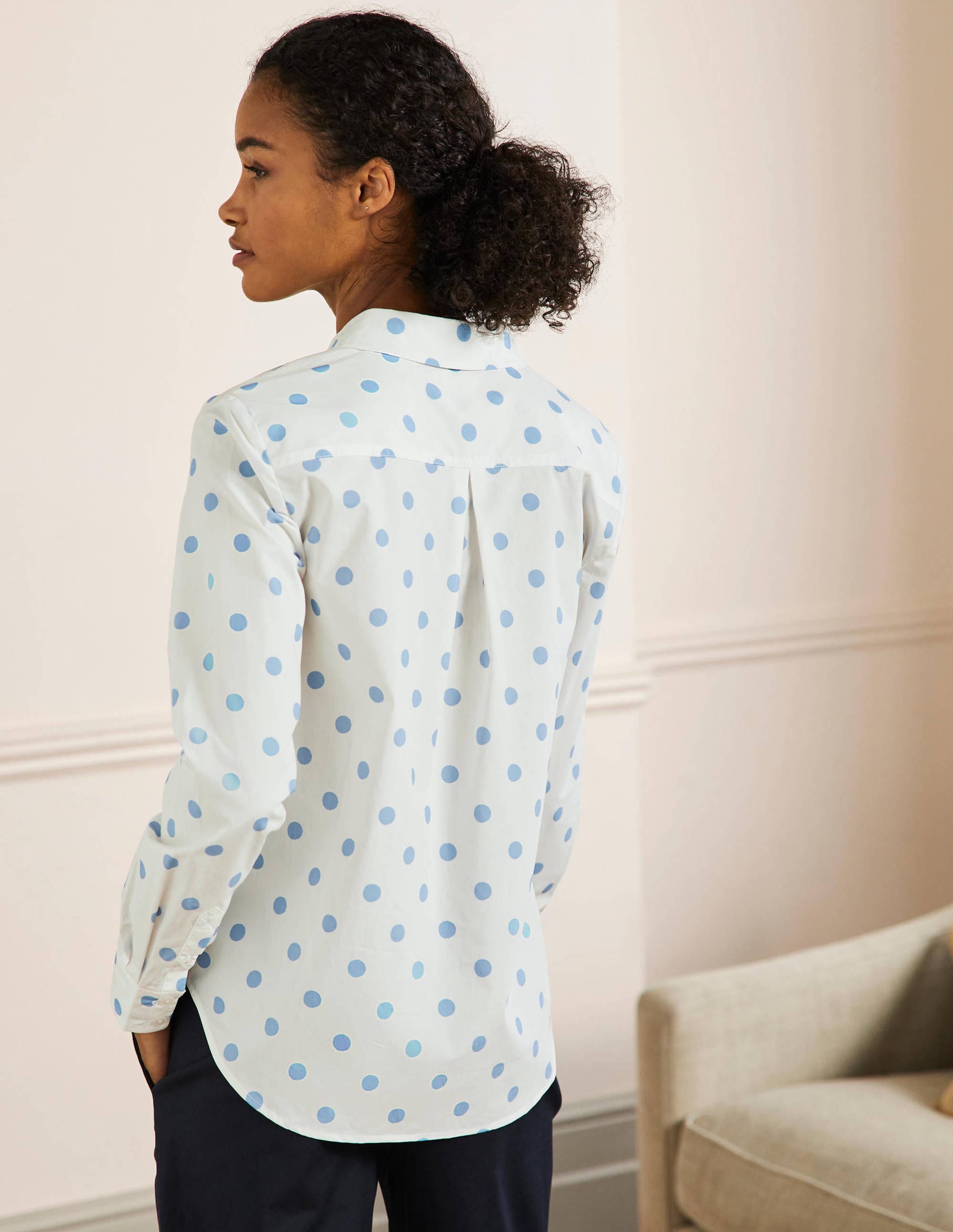 Classic Cotton Shirt-Dusky Blue Spot - Image 3