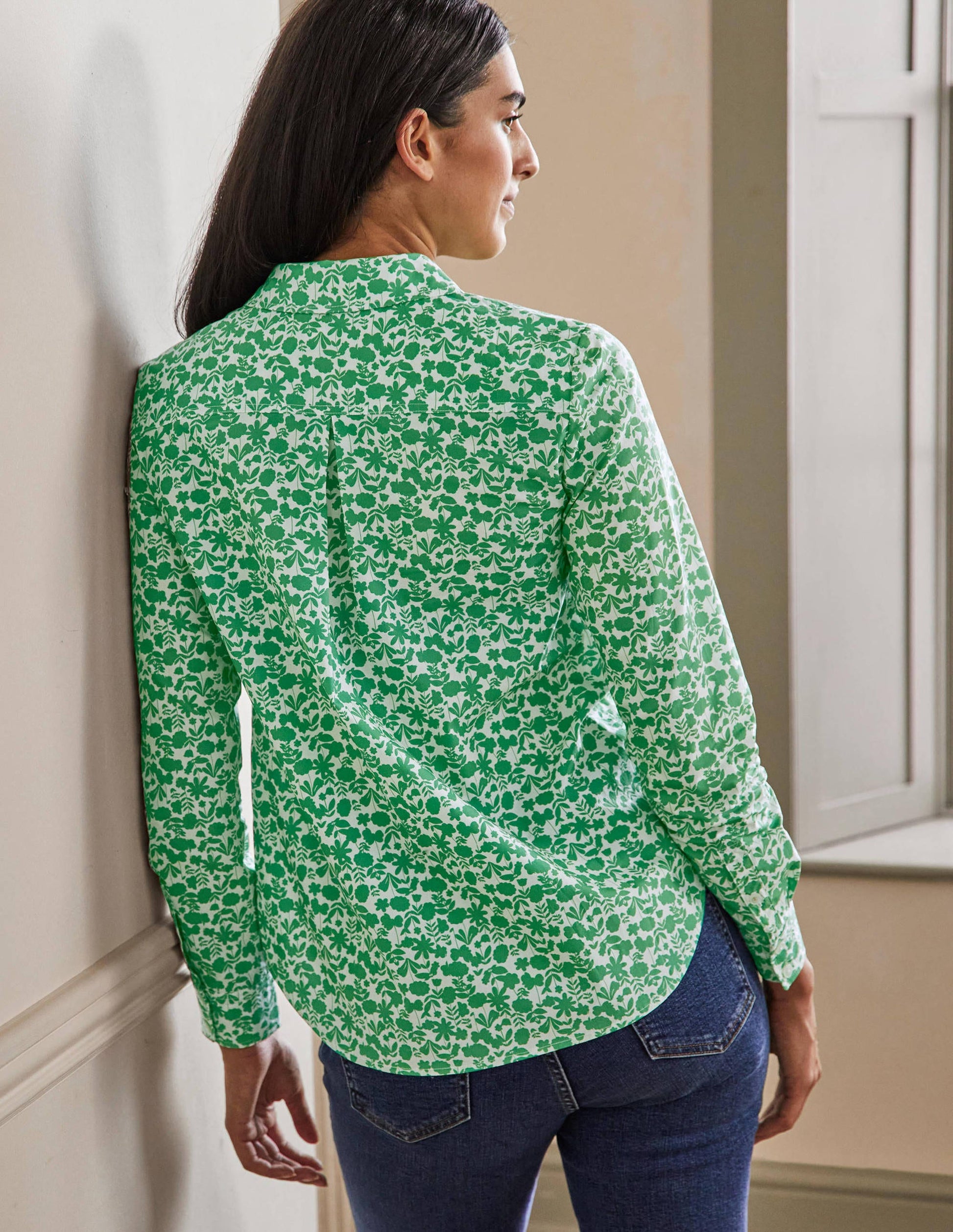 Classic Cotton Shirt-English Ivy, Flora Bloom-3